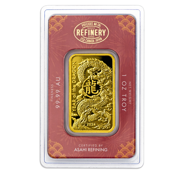 2024 1 oz Asahi Lunar Dragon Gold Bar | LCR Coin