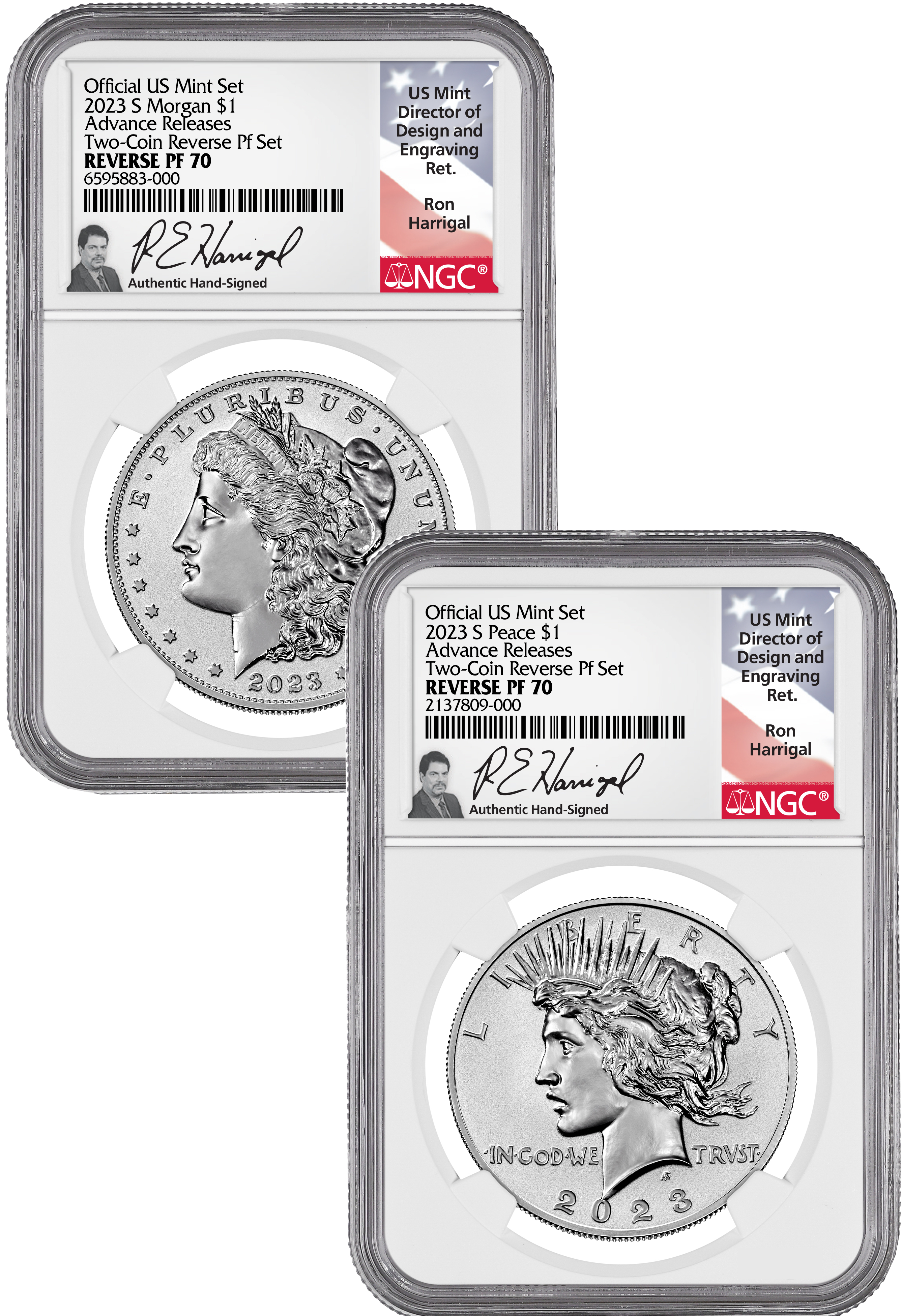 ✩︎レア✩︎イギリス　ロールチケット　②巻セット 2023-S Morgan Peace Dollar 2-Coin Reverse Proof Set Advanced