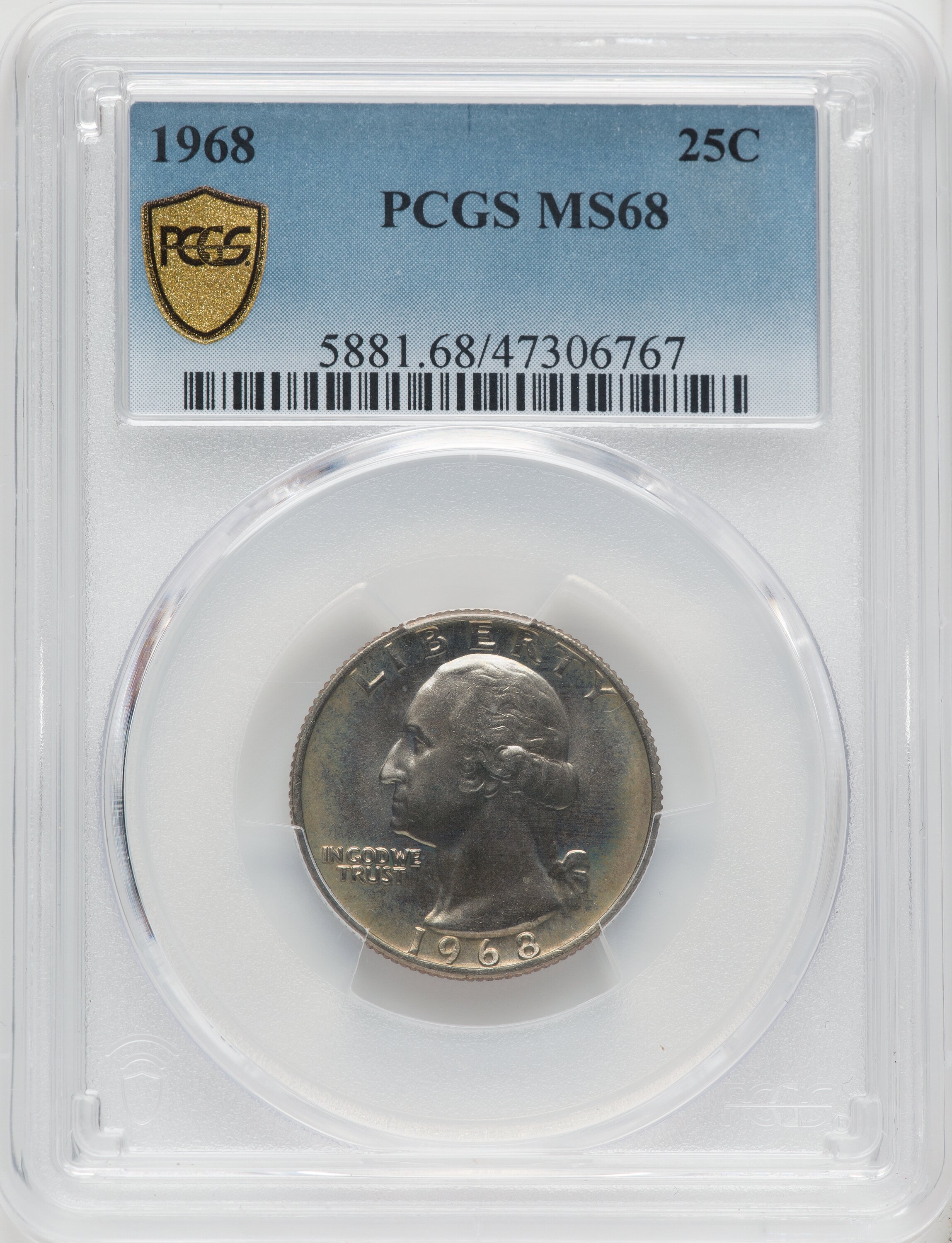 1968 25C Washington Quarter PCGS MS68 - LCR Coin