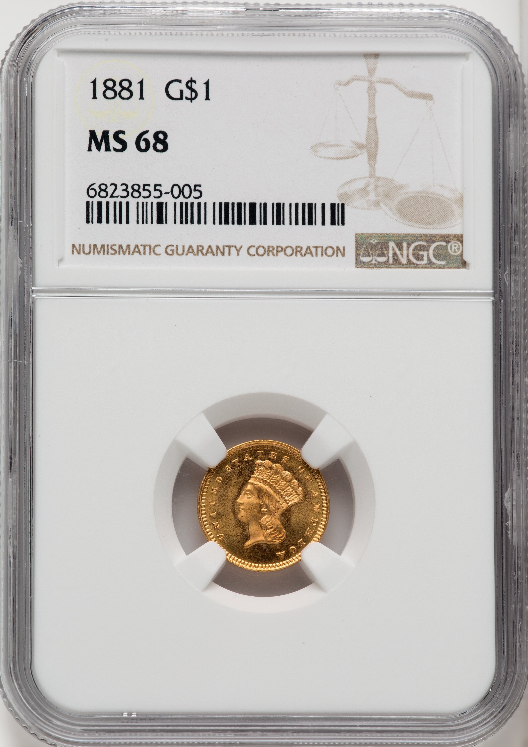 1881 G$1 Gold Dollar NGC MS68 - LCR Coin