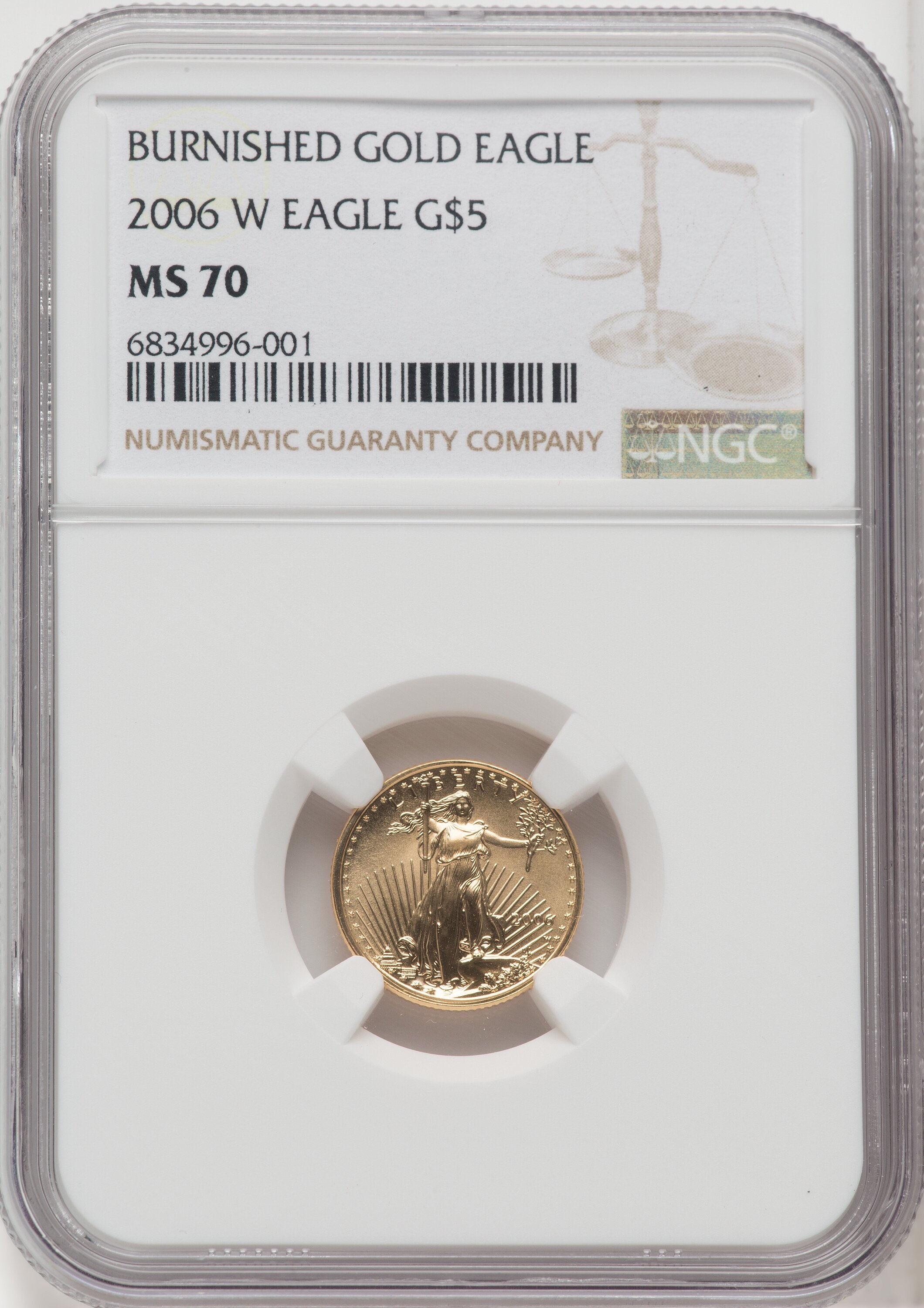 2006-W $5 Tenth-Ounce Gold Eagle Brown Label NGC MS70 - LCR Coin