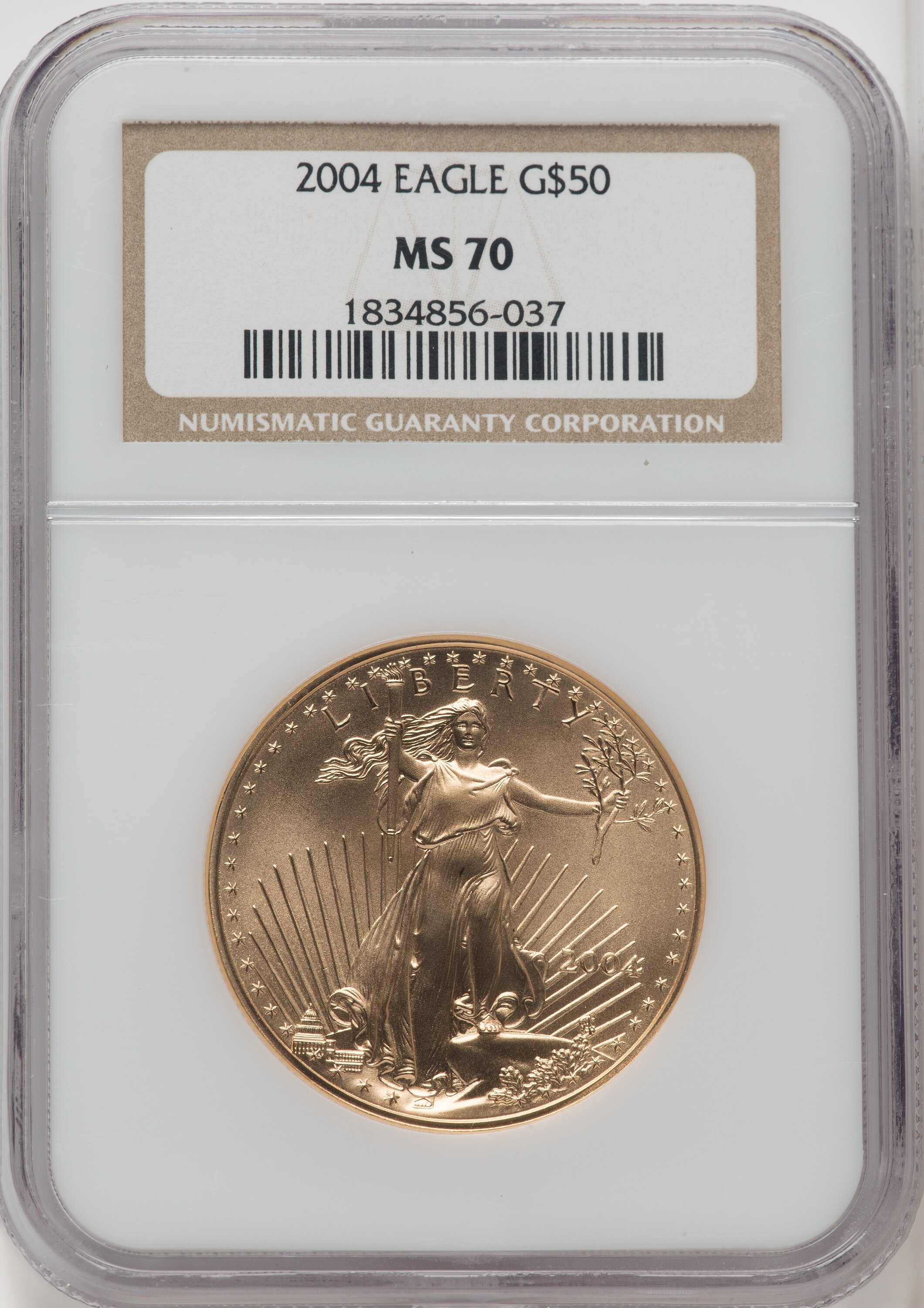 2004 $50 One-Ounce Gold Eagle Brown Label NGC MS70 - LCR Coin