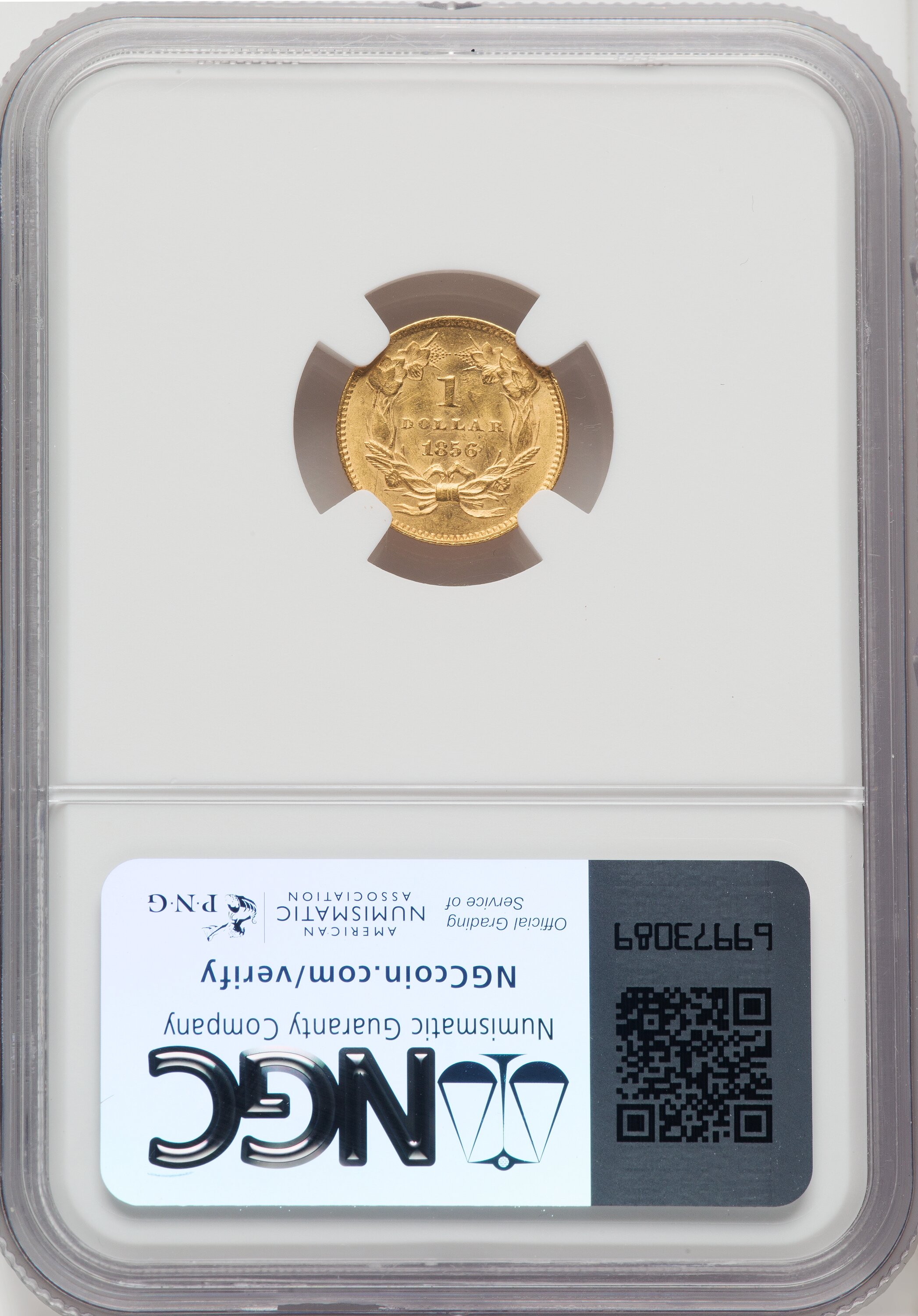 1856 G$1 Upright 5 Gold Dollar NGC MS62 - LCR Coin