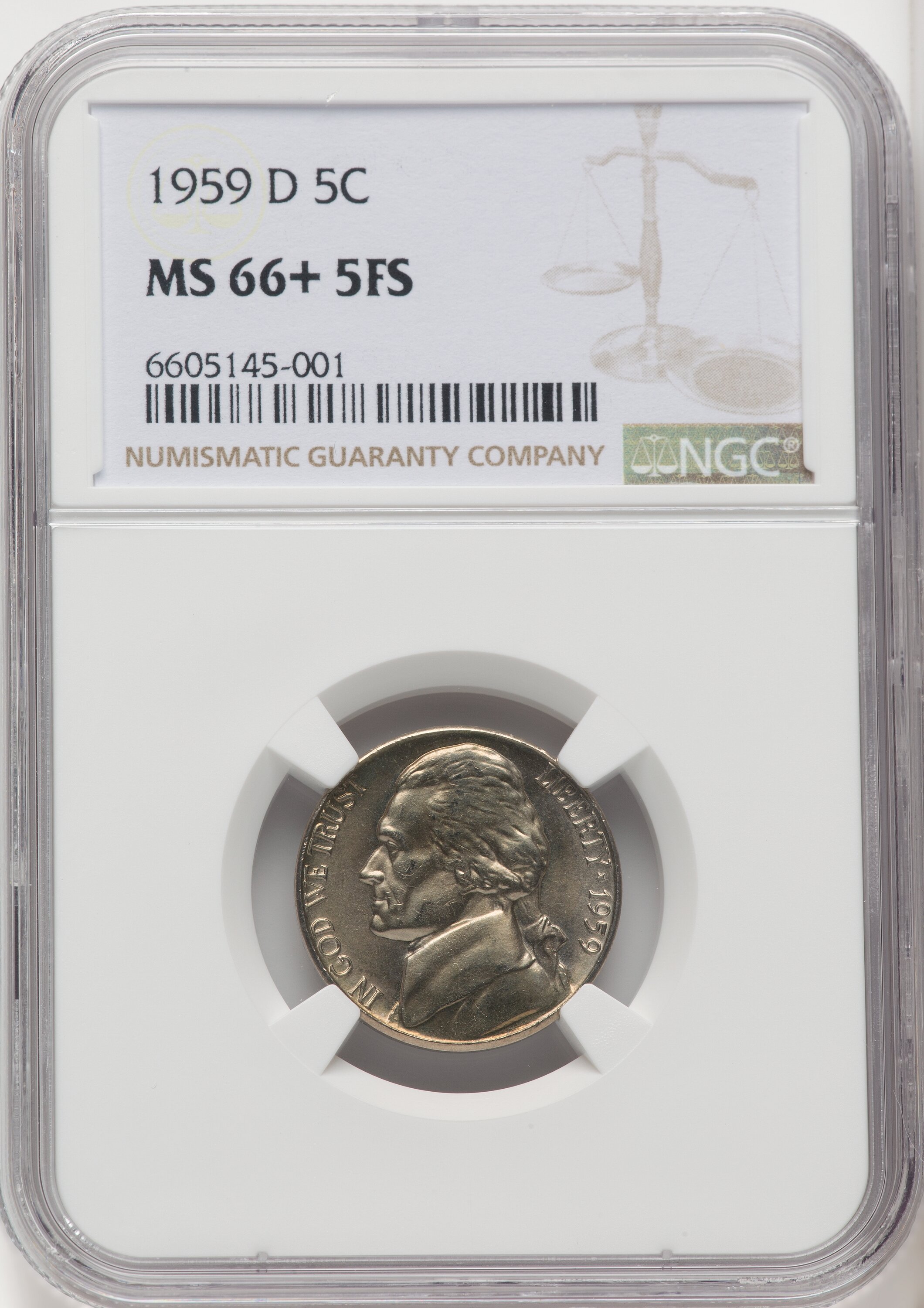 1959-D 5C FS Jefferson Nickel NGC MS66+ - LCR Coin