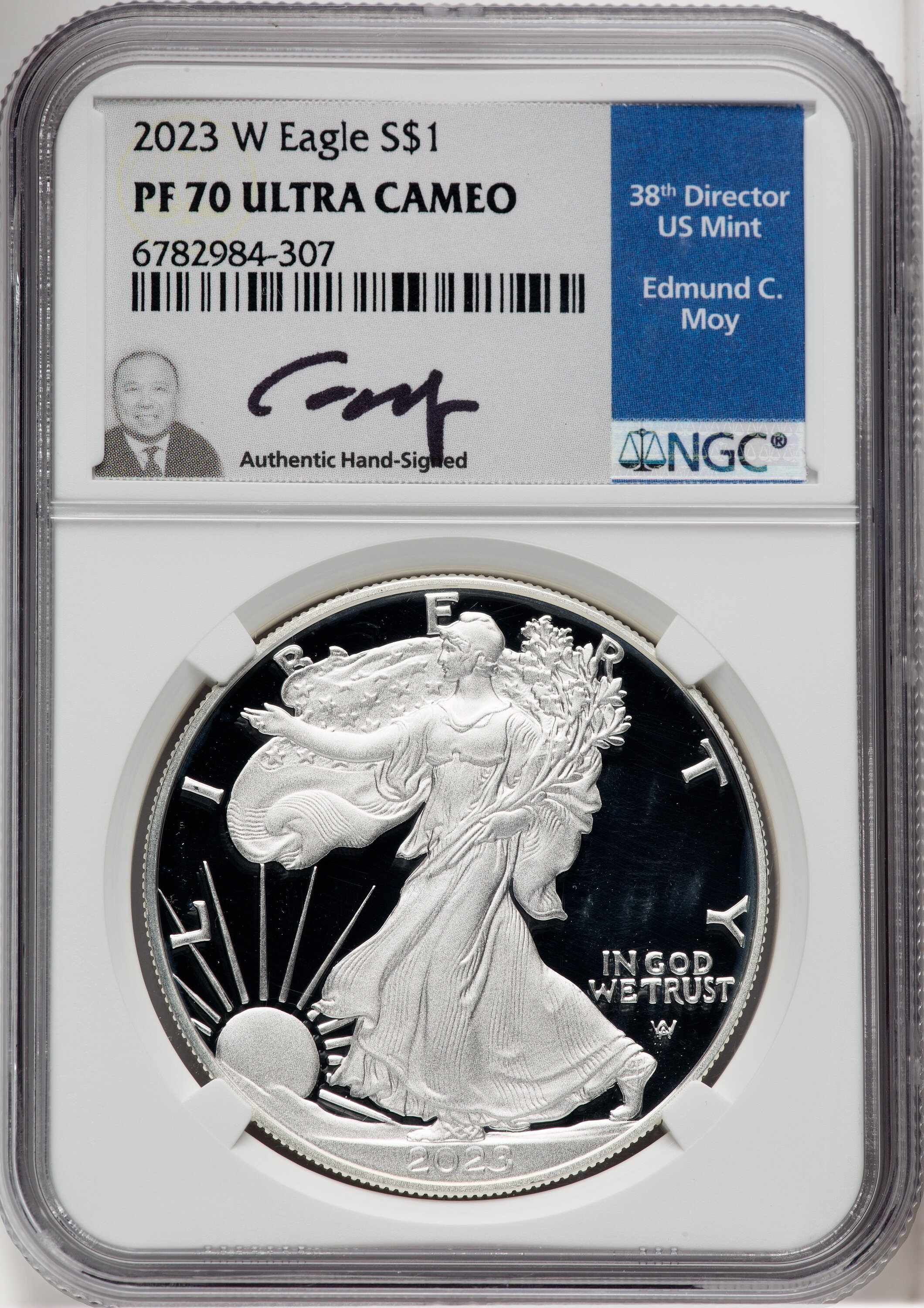 2023-W $1 Silver Eagle Ed Moy NGC PF70 - LCR Coin