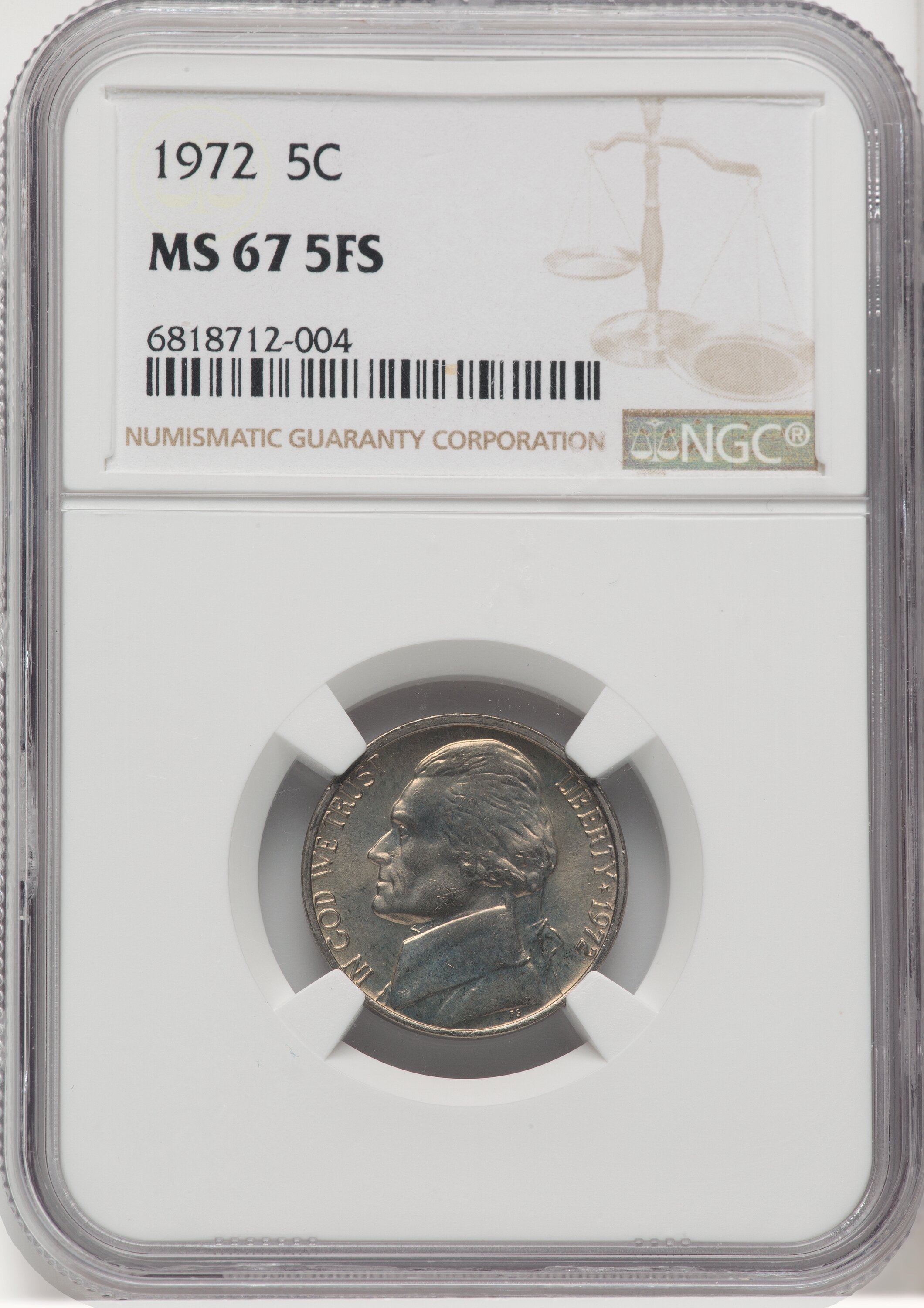 1972 5C FS Jefferson Nickel NGC MS67 - LCR Coin