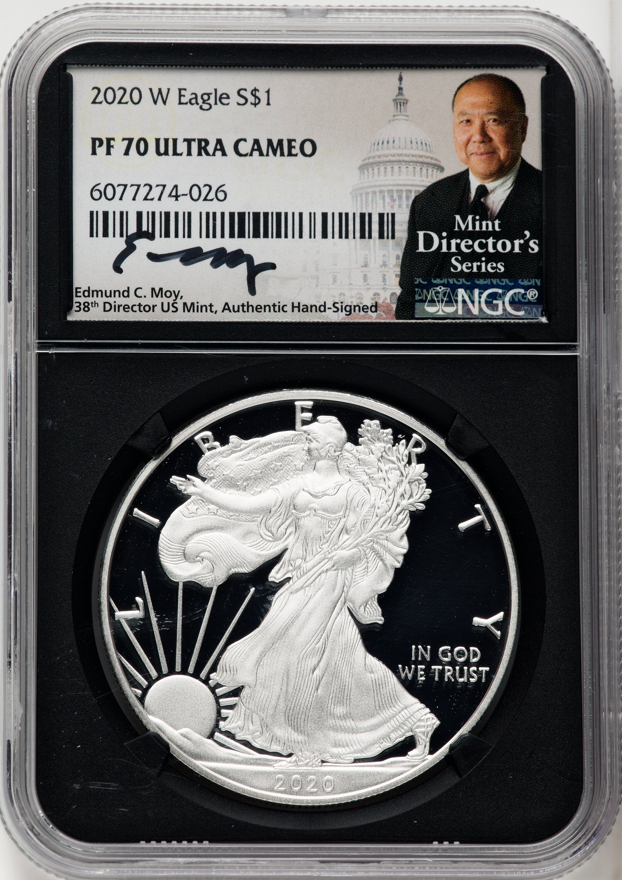 2020-W S$1 Silver Eagle NGC PF70 Ed Moy Signed | LCR Coin