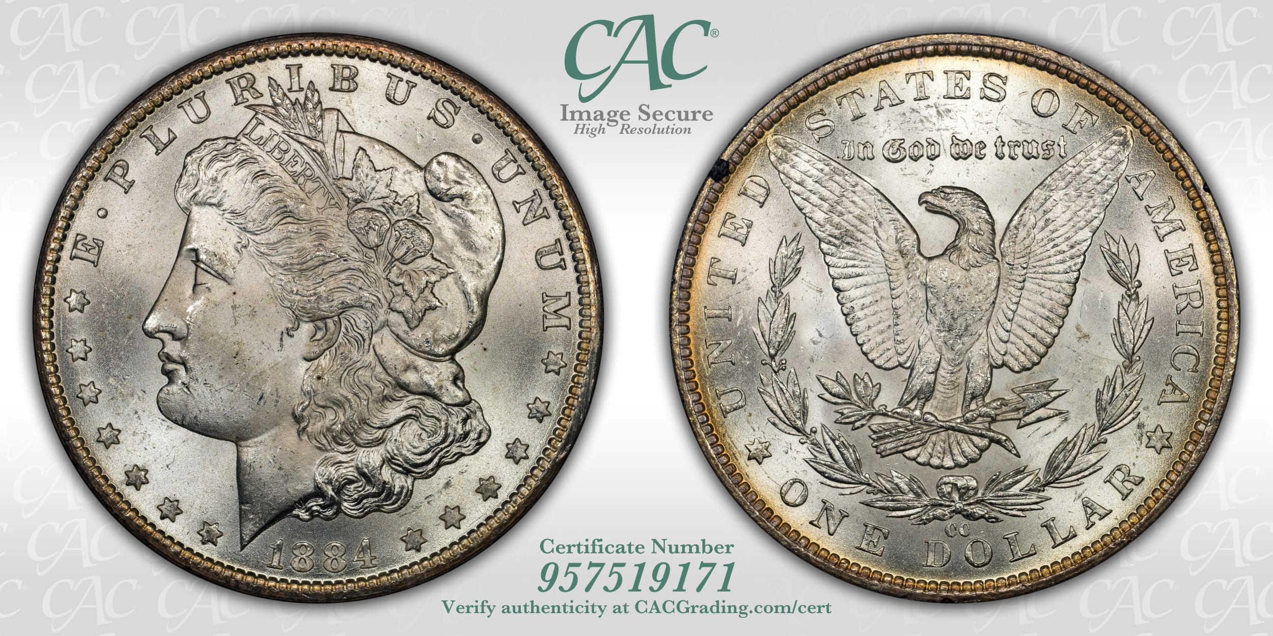 1884-CC $1 GSA Treasure Hoard Morgan Dollar CAC MS63 | LCR Coin