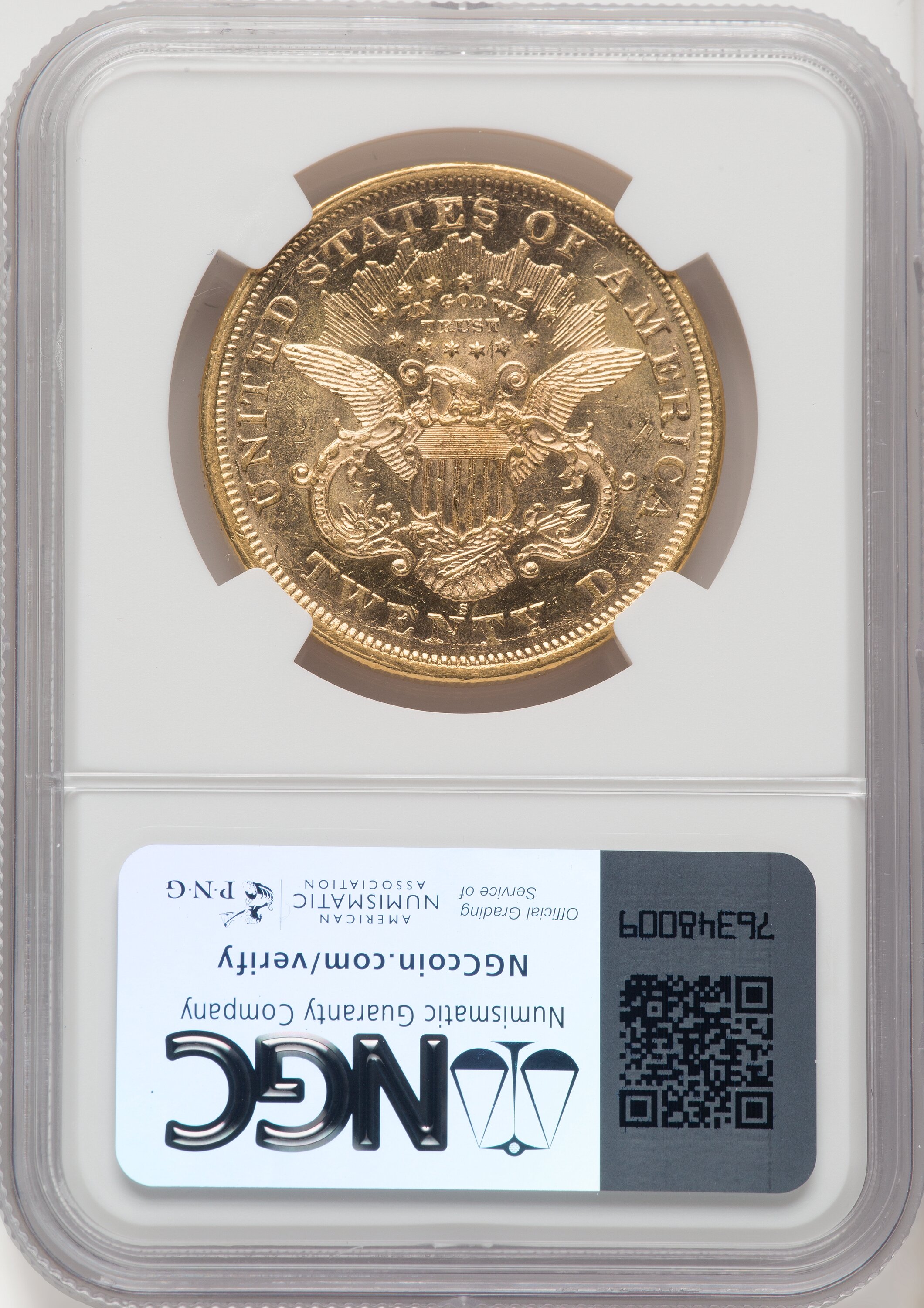 1873-S $20 Closed 3 Liberty Double Eagle NGC MS61 - LCR Coin