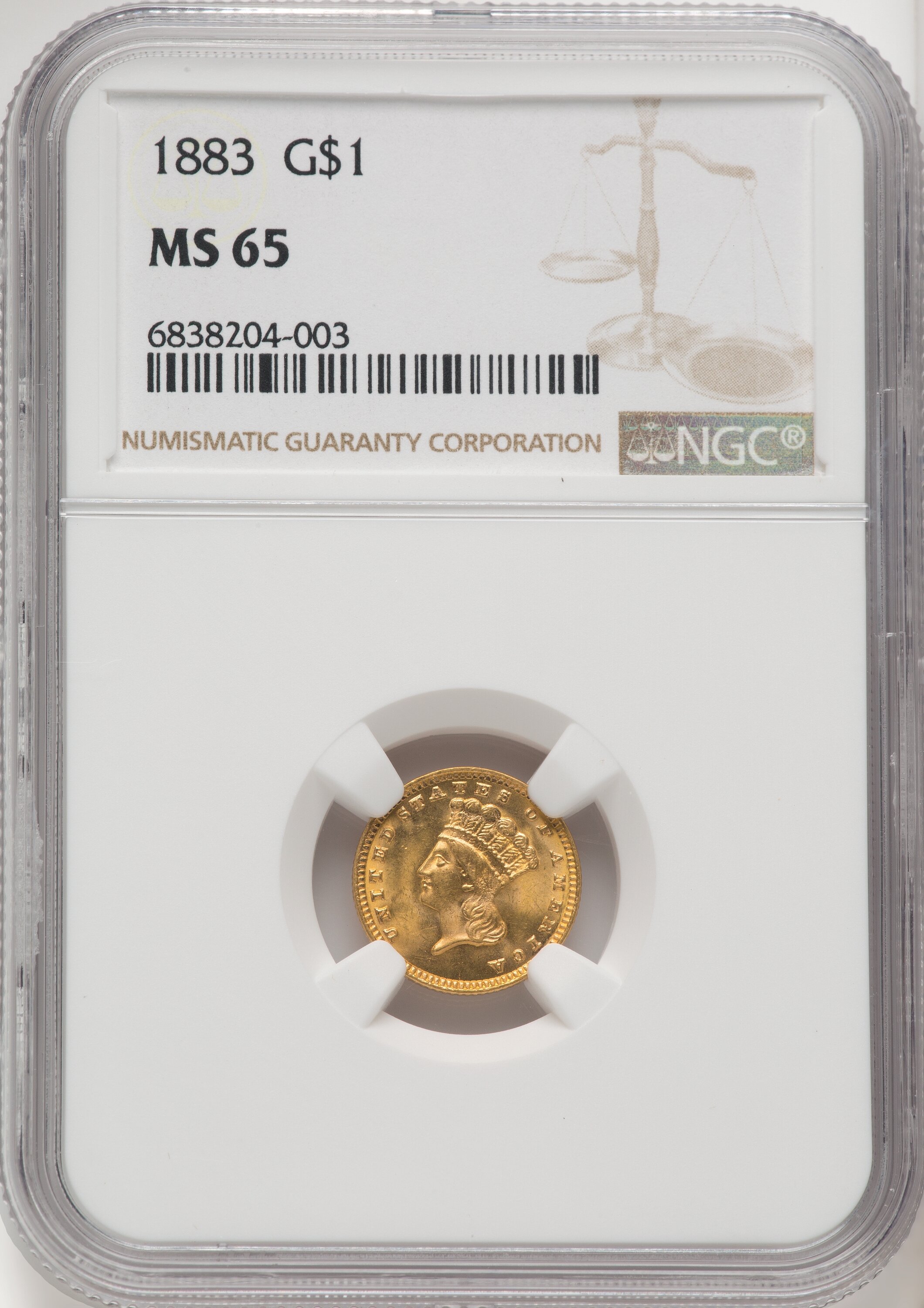 1883 G$1 Gold Dollar NGC MS65 - LCR Coin