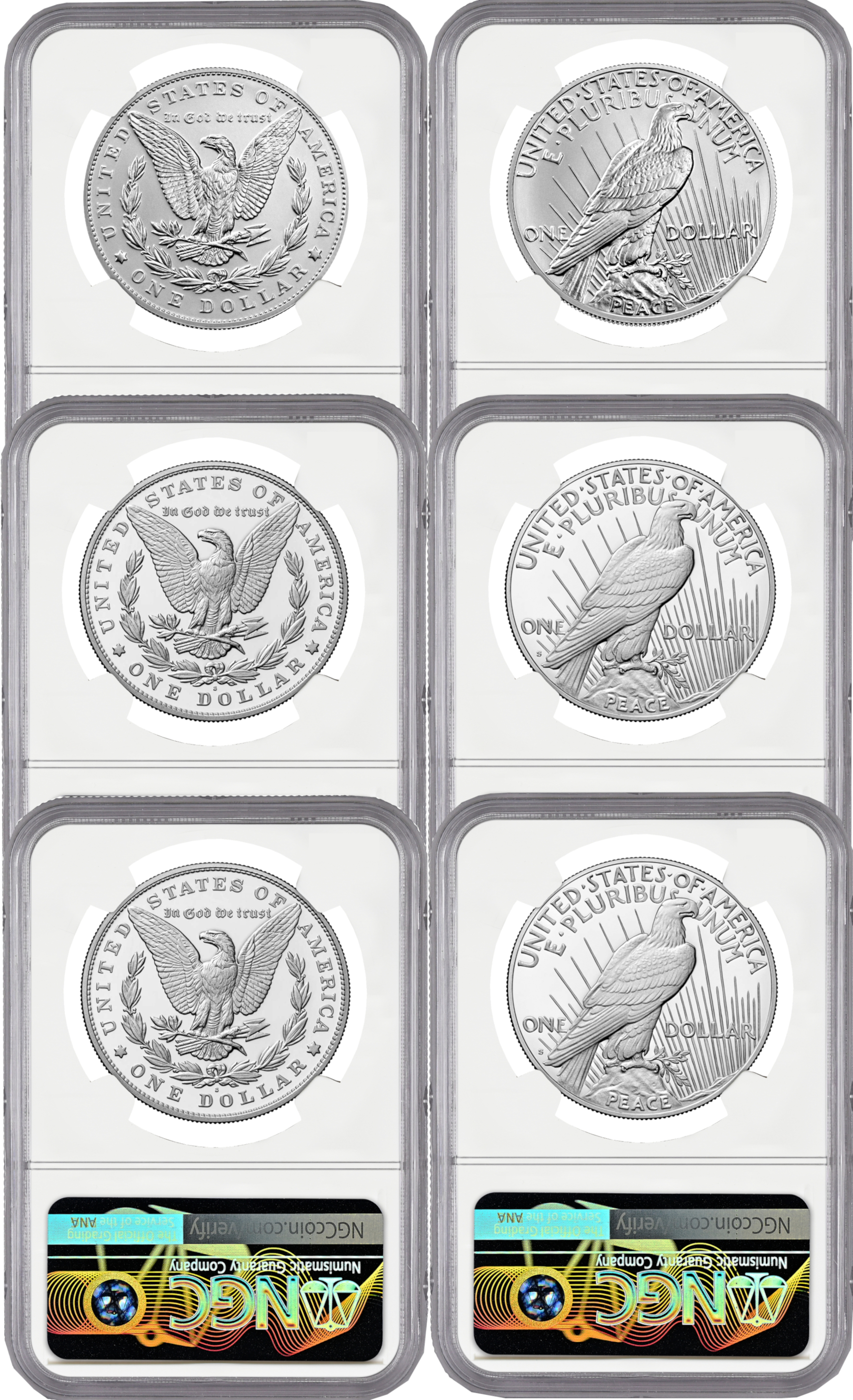 2024 Morgan Peace Silver Dollar 6-Coin Set MS70/PF70/RP70 NGC