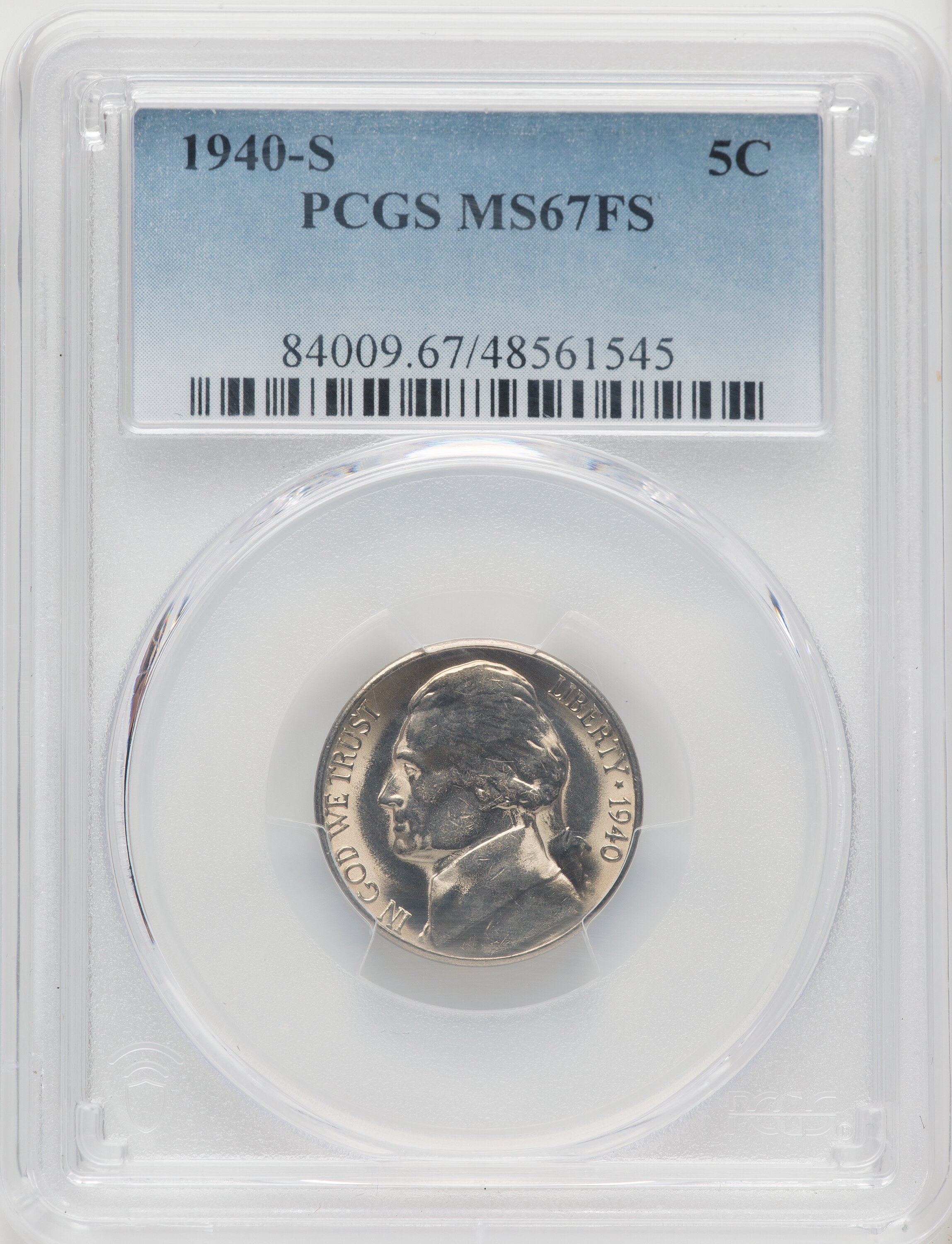1940-S 5C 5FS Jefferson Nickel PCGS MS67 - LCR Coin