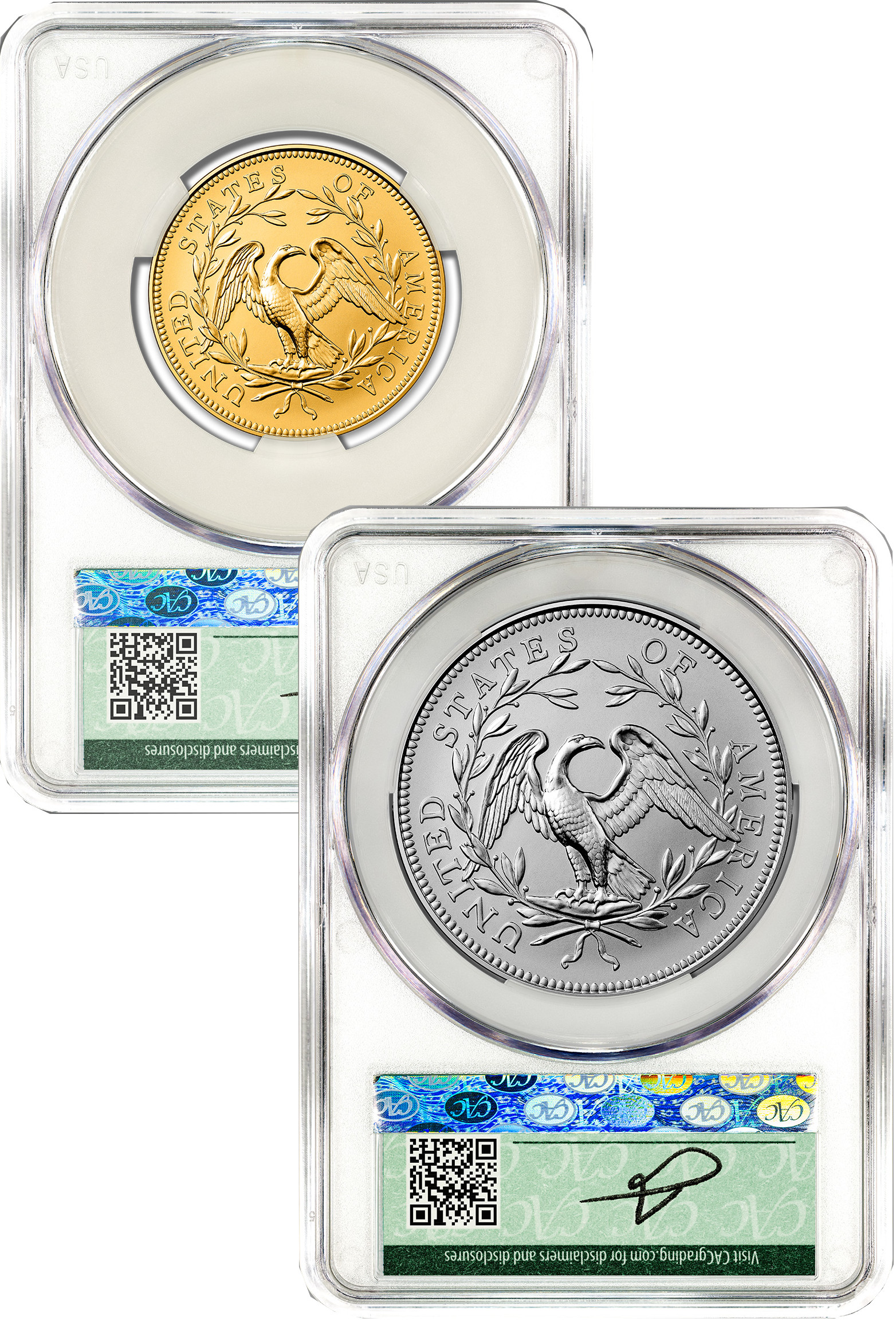 2024-W 230th Anniversary Flowing Hair 2-Coin set AD CAC PR70