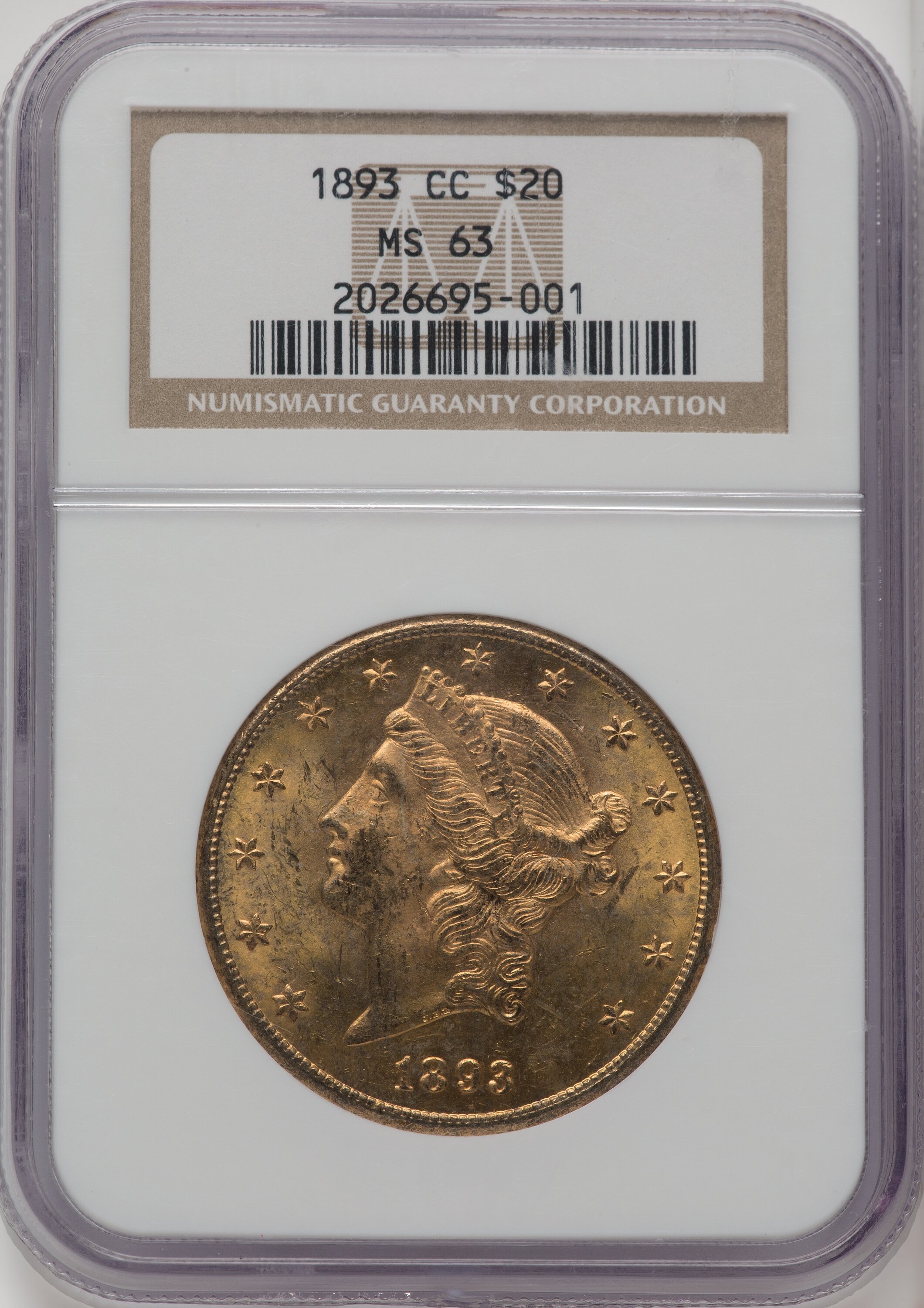 1893-CC $20 Liberty Double Eagle NGC MS63 - LCR Coin