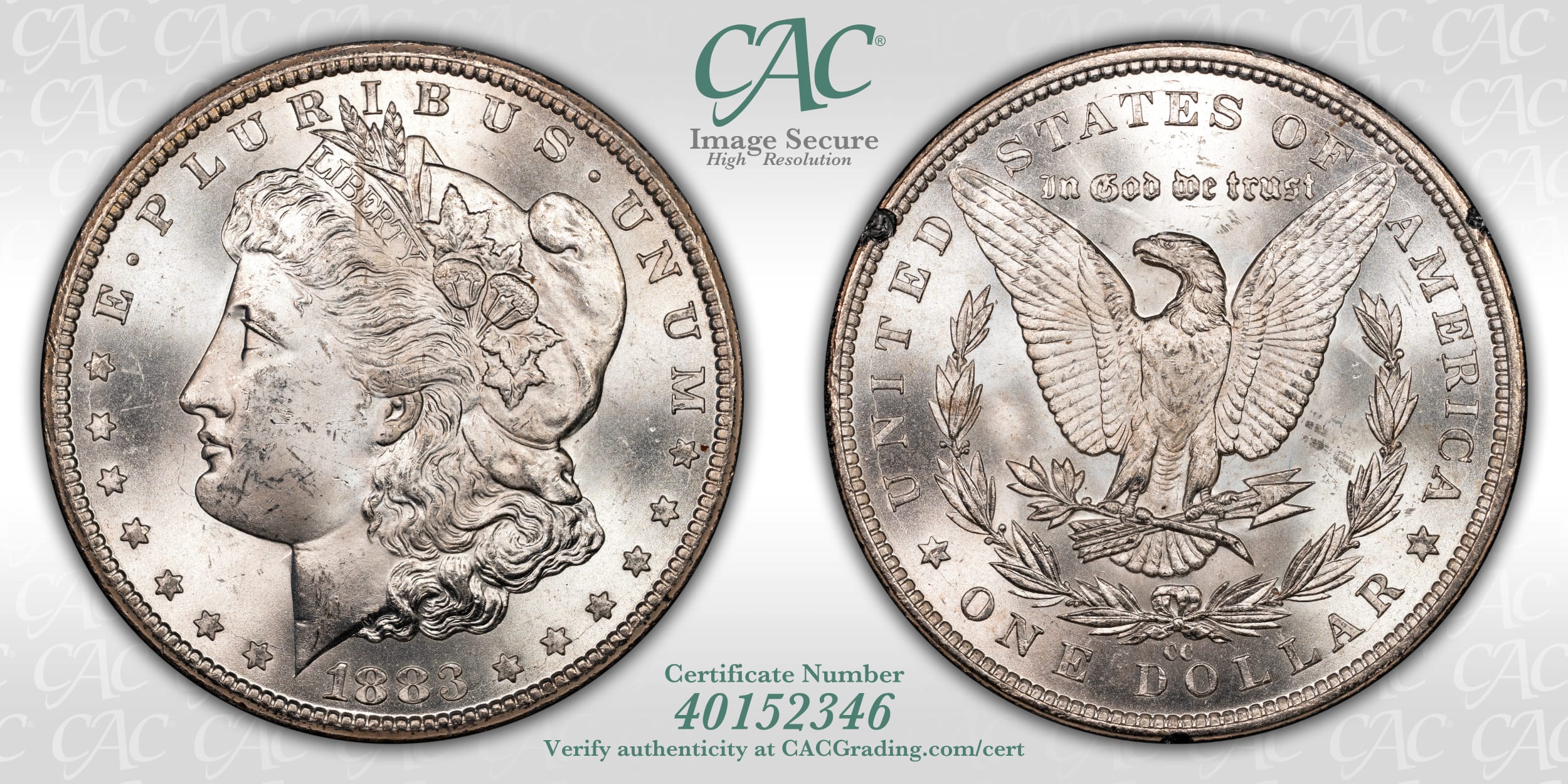 1883-CC $1 GSA Treasure Hoard Morgan Dollar CAC MS63 | LCR Coin