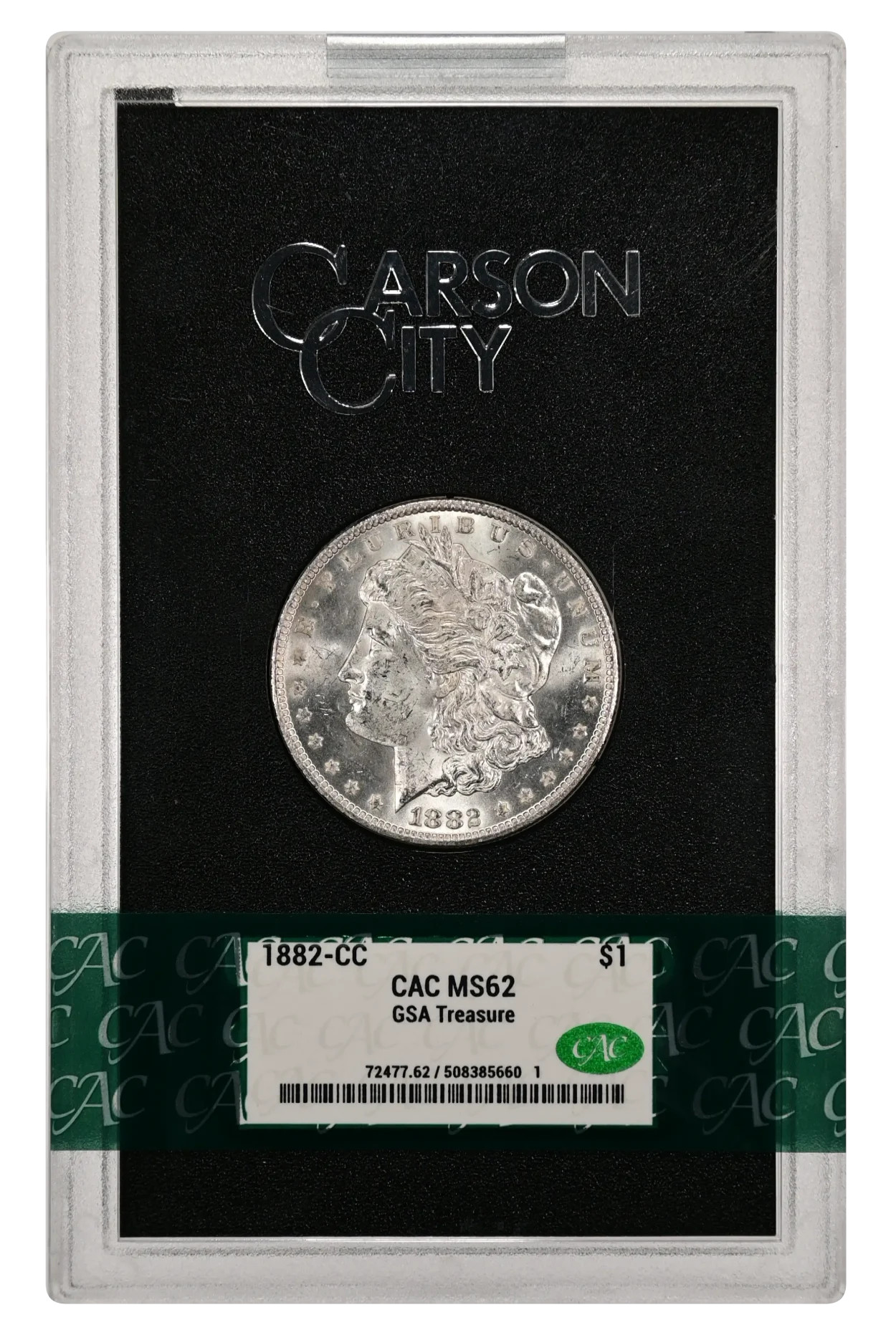 1882-CC $1 GSA Treasure Hoard Morgan Dollar CAC MS62 | LCR Coin