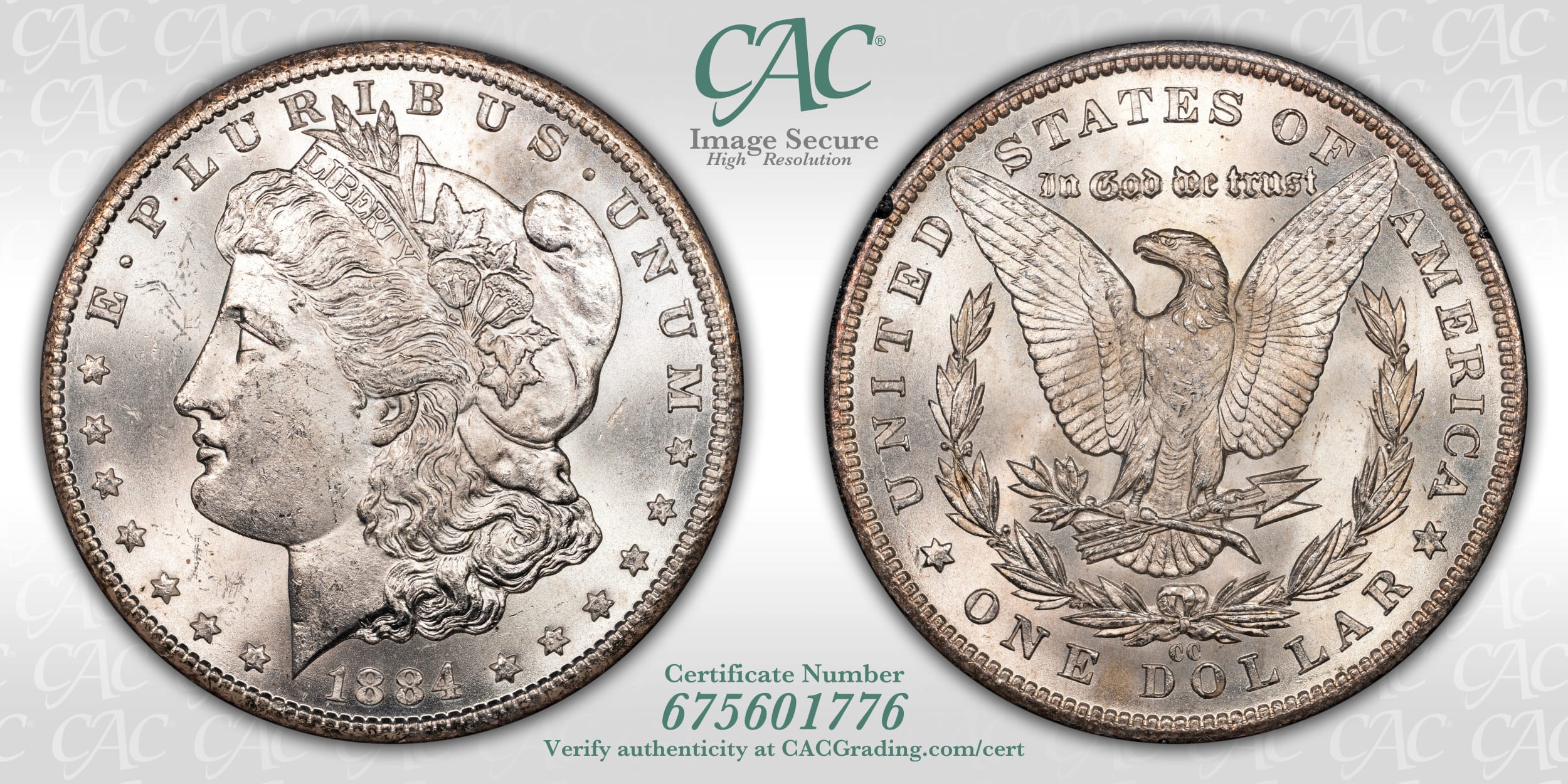 1884-CC $1 GSA Treasure Hoard Morgan Dollar CAC MS62 | LCR Coin
