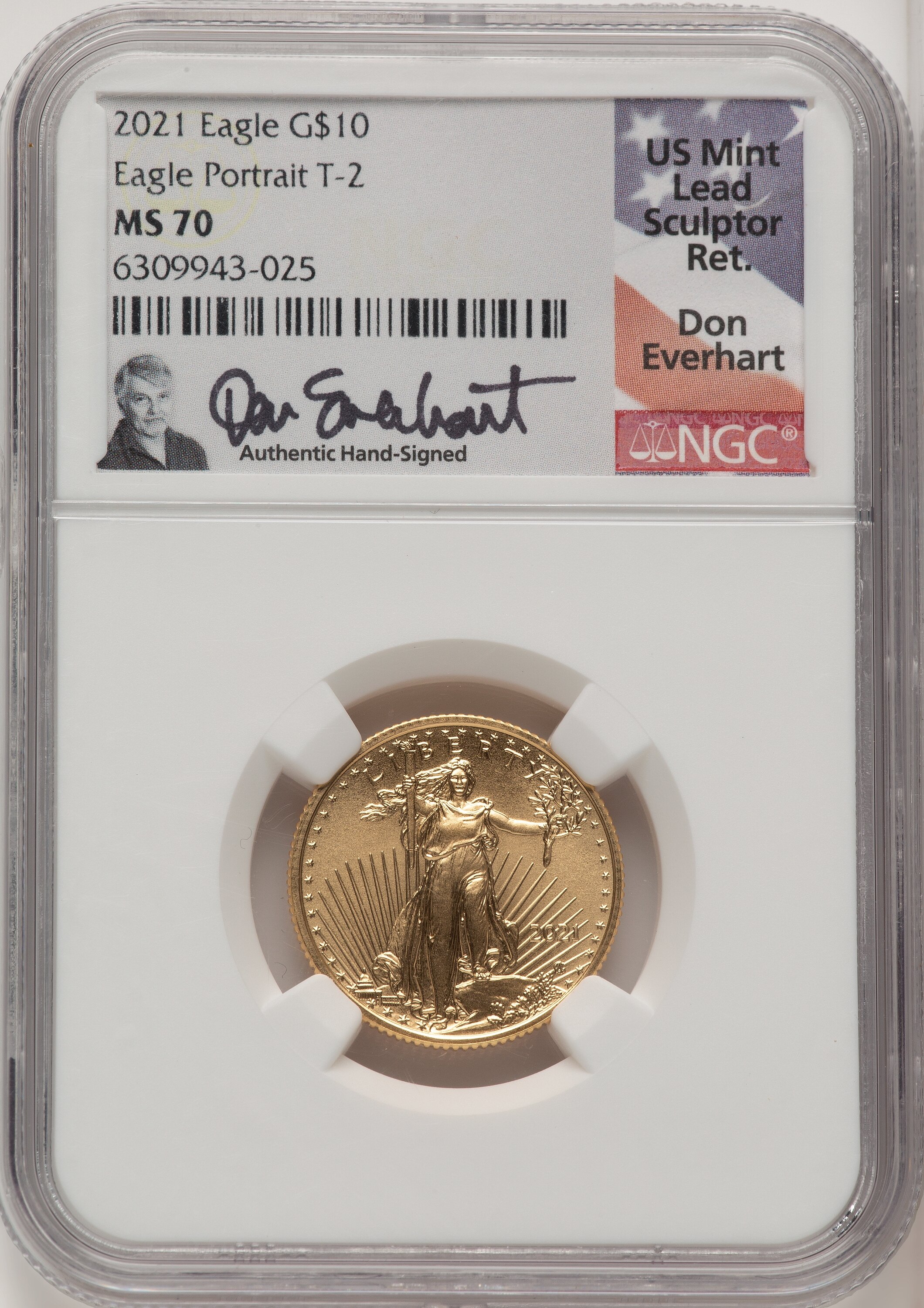 2021 $10 Quarter Ounce Gold Eagle Type Two Don Everhart NGC MS70