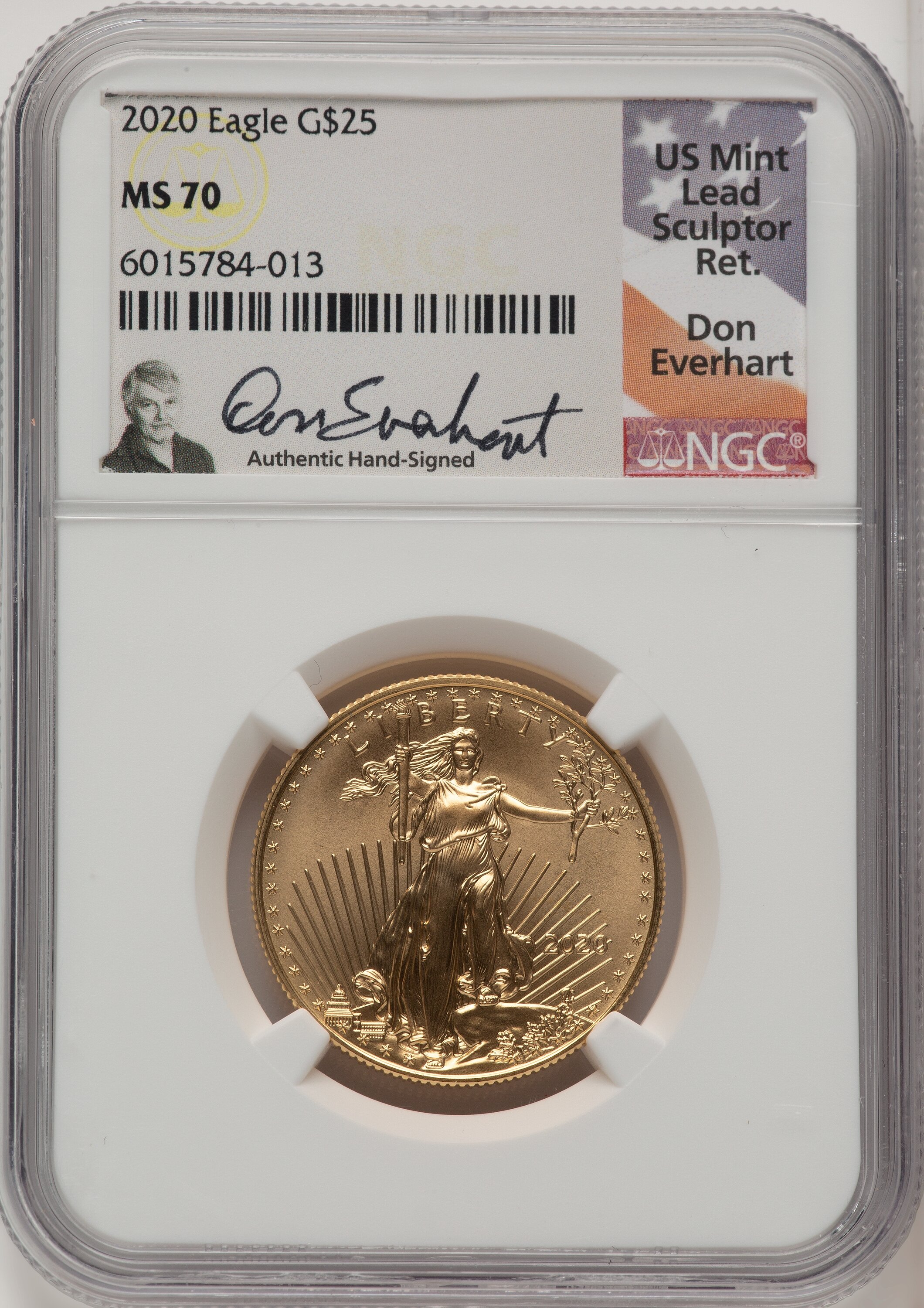 2020 $25 Half-Ounce Gold Eagle Don Everhart NGC MS70 - LCR Coin