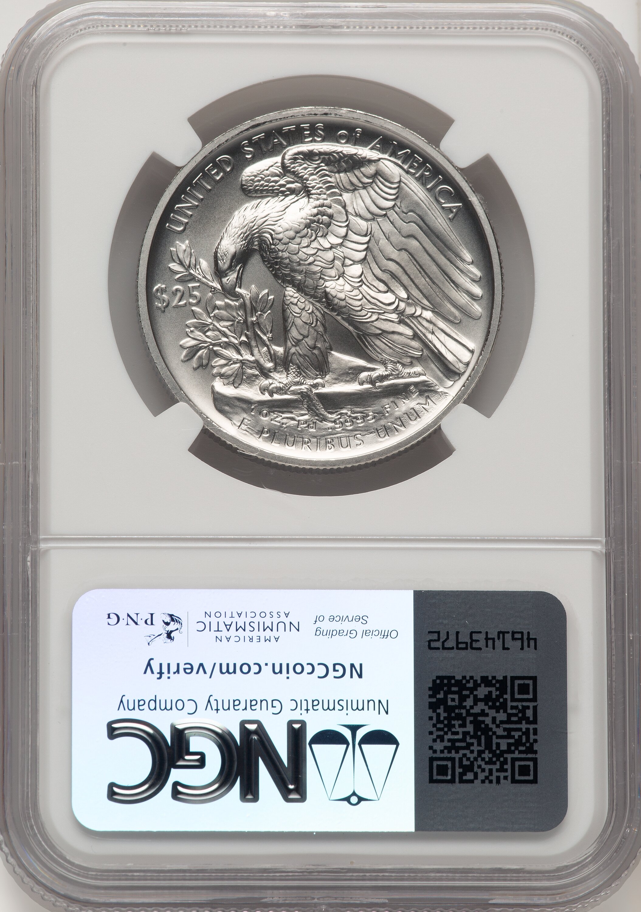 2023-W Palladium Eagle 1 oz Burnished FDI Palladium Label NGC MS70