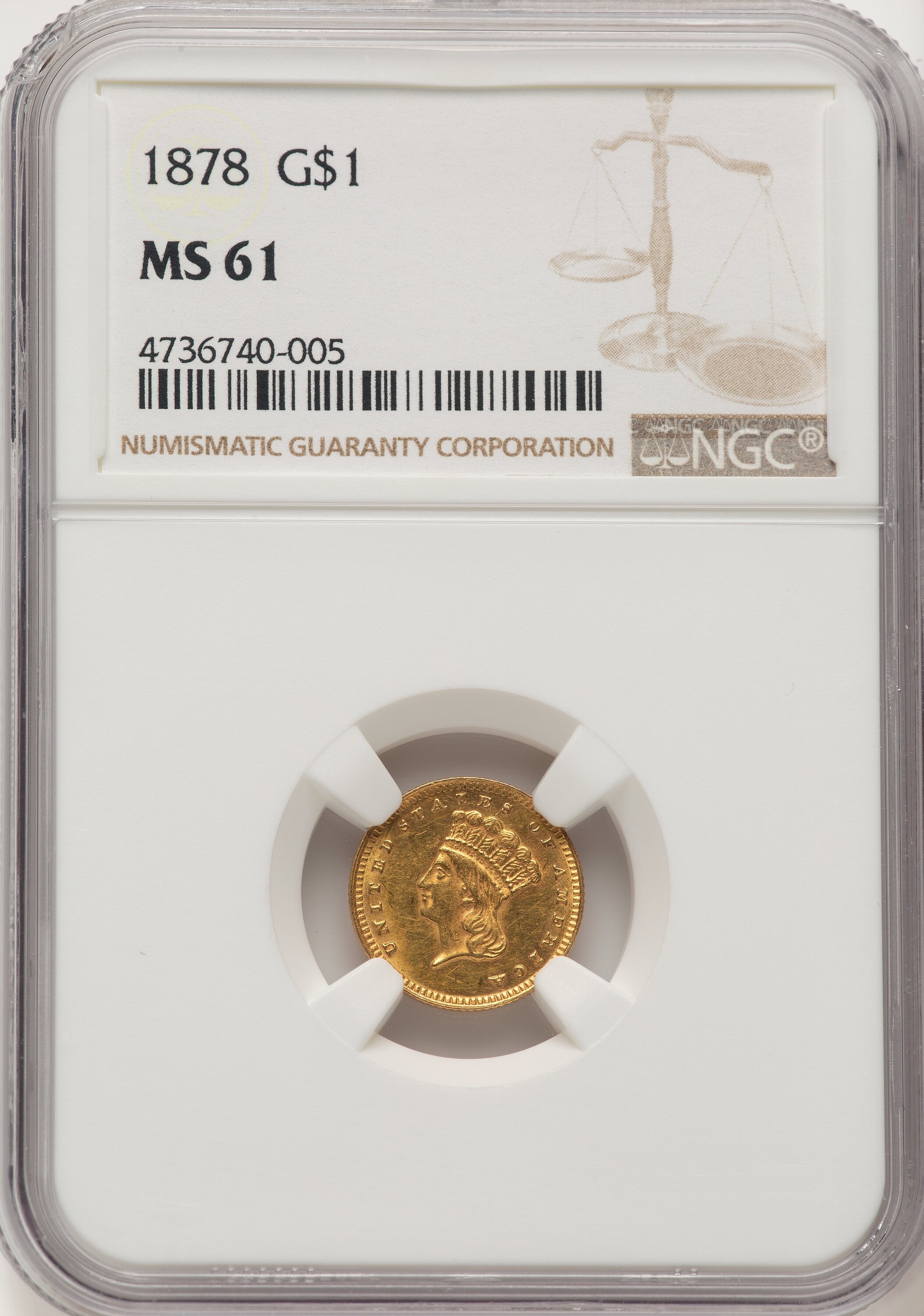 1878 G$1 Gold Dollar NGC MS61 - LCR Coin