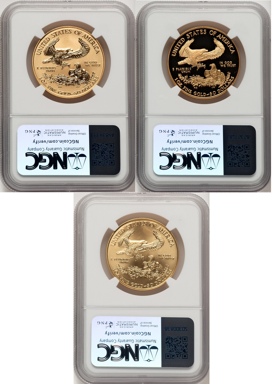 2006-W $50 Gold Eagle 20th Anniversary 3-Coin Set NGC MS70