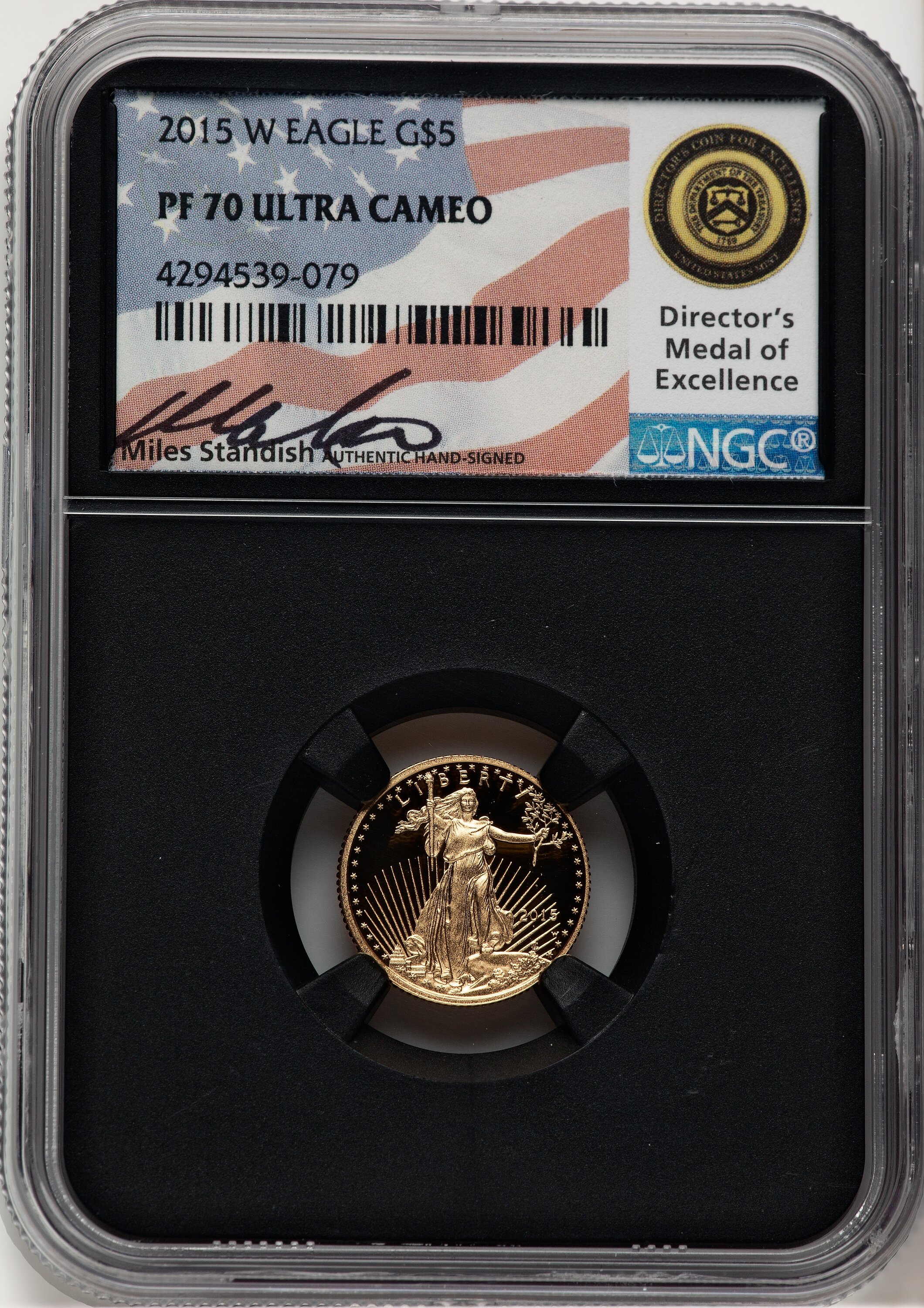 2015-W $5 Tenth-Ounce Gold Eagle Miles Standish NGC PF70 - LCR Coin