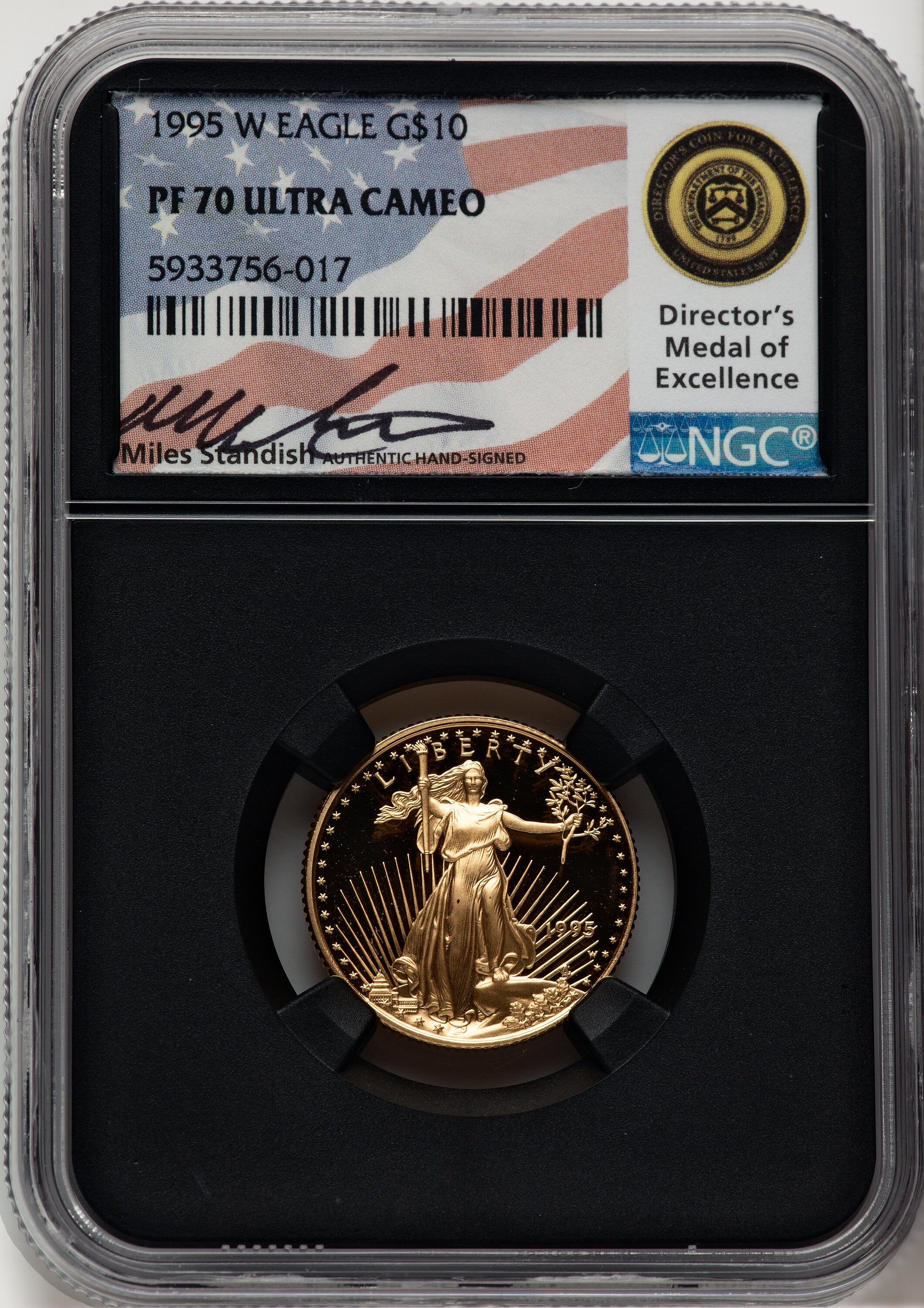 1995-W $10 Quarter-Ounce Gold Eagle Miles Standish NGC PF70 - LCR Coin