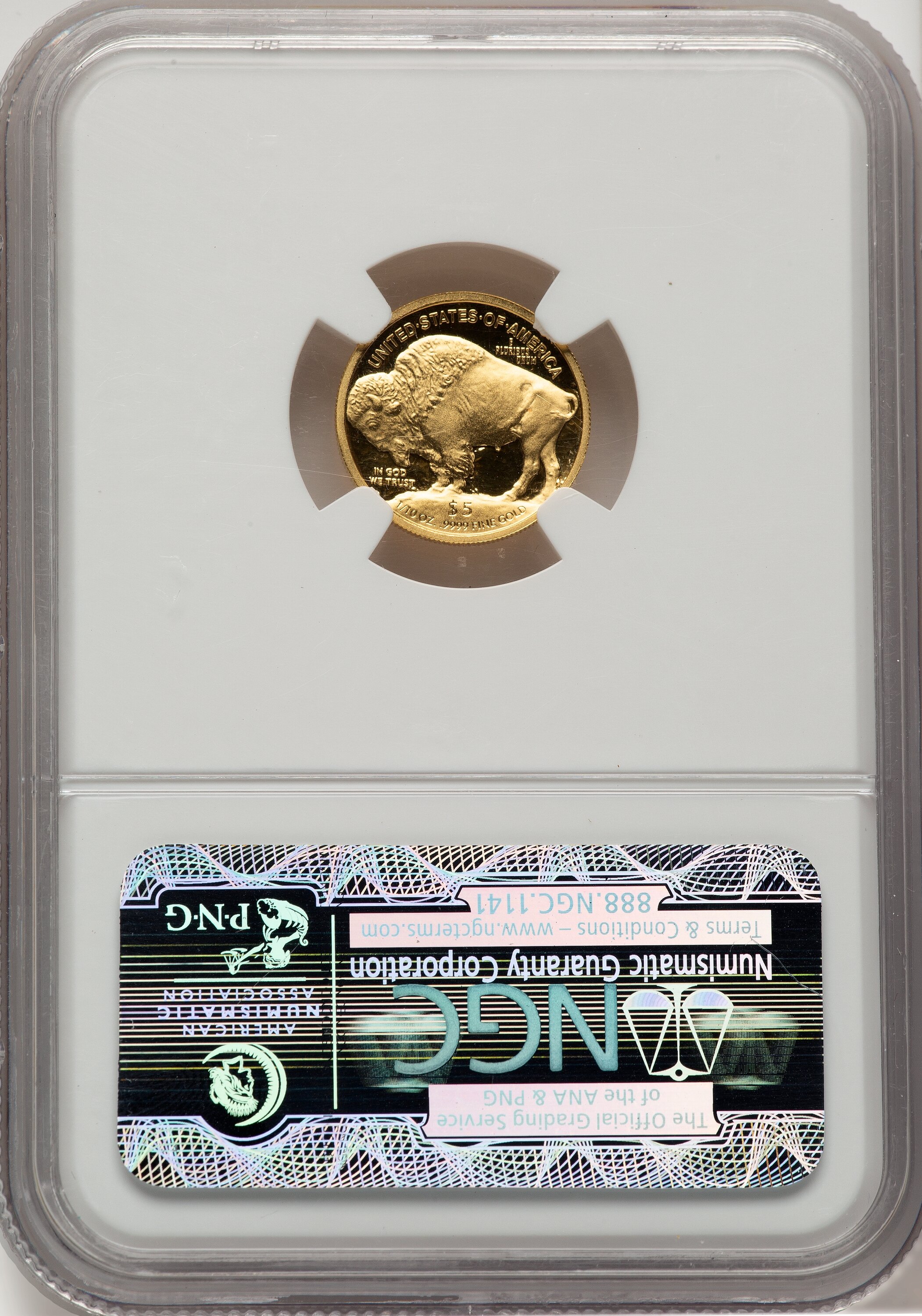 2008-W $5 Tenth-Ounce Gold Buffalo .9999 Fine Gold Brown Label NGC
