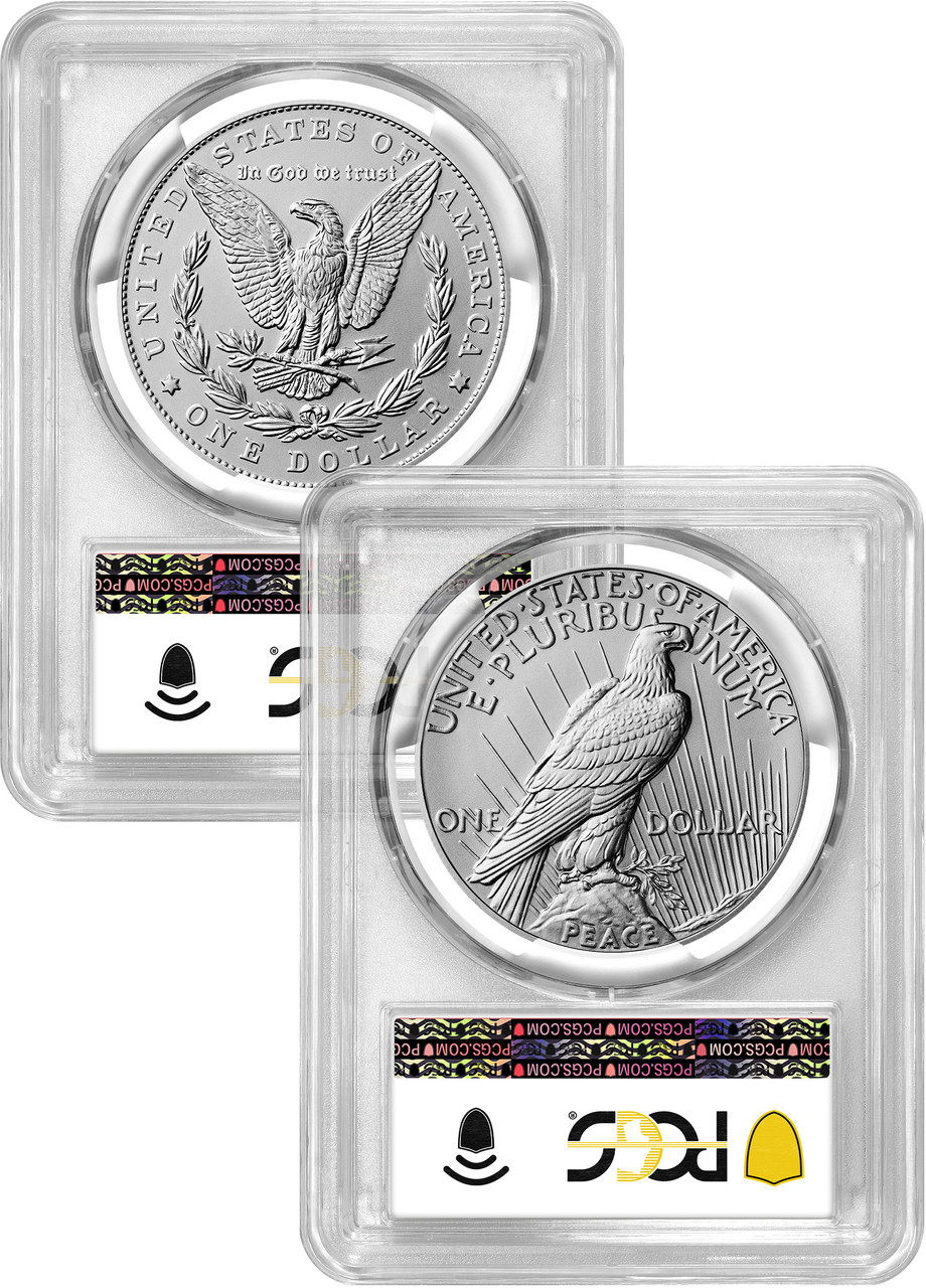 2025 Morgan and Peace Silver Dollar 2pc Set AR PCGS MS70