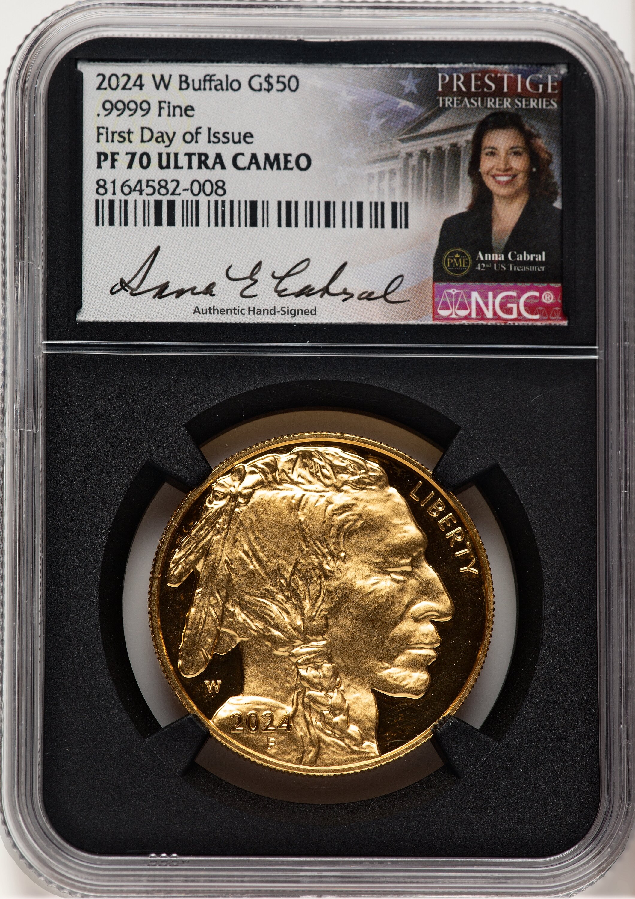 2024-W Proof Gold Buffalo 1 oz FDI Anna Cabral Prestige Treasurer 2024-W Proof Gold Buffalo 1 oz FDI Anna Cabral Prestige Treasurer