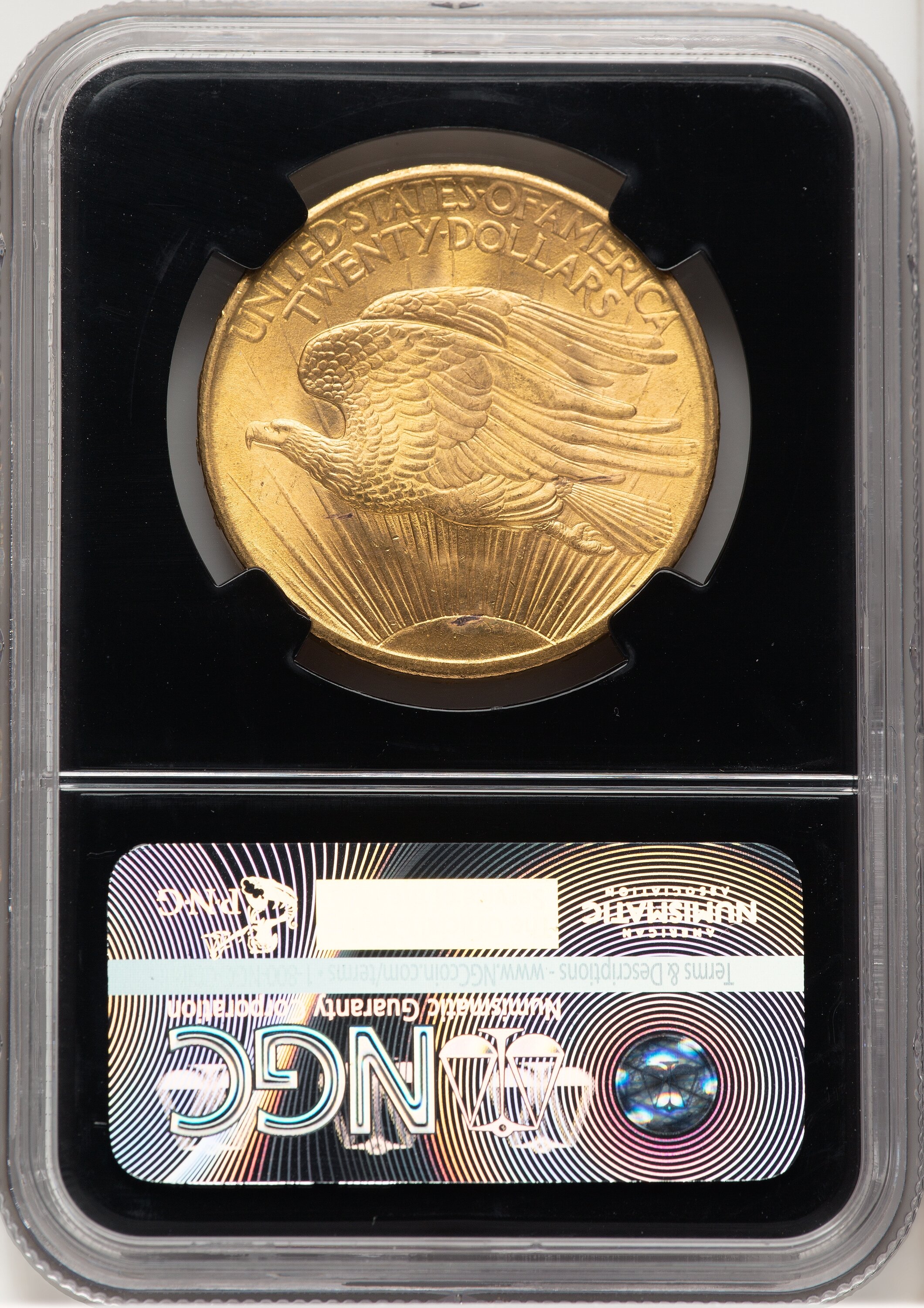 1908 $20 NO MOTTO Saint-Gaudens Double Eagle NGC MS66 - LCR Coin