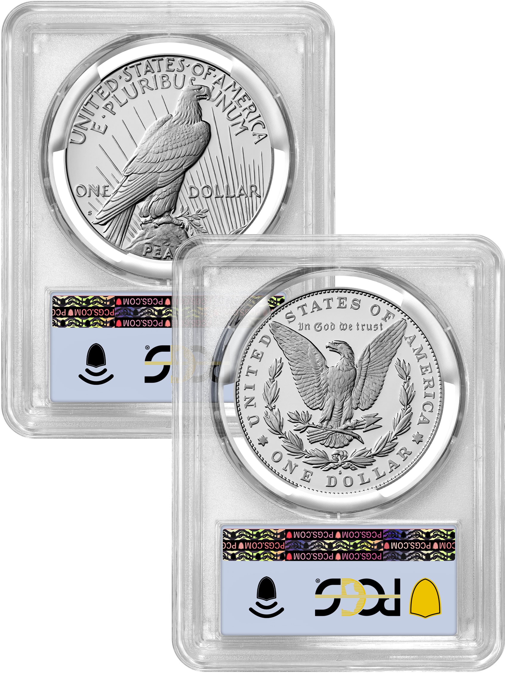 2025-S Morgan and Peace Silver Dollar 2pc Set FDI Flag PCGS