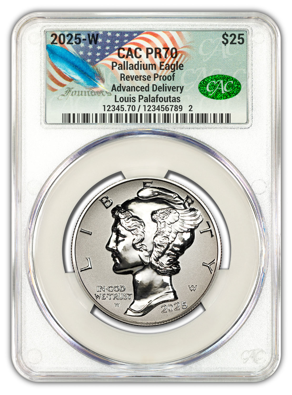 2025-W $25 Palladium High Relief Advance Delivery CAC PR70