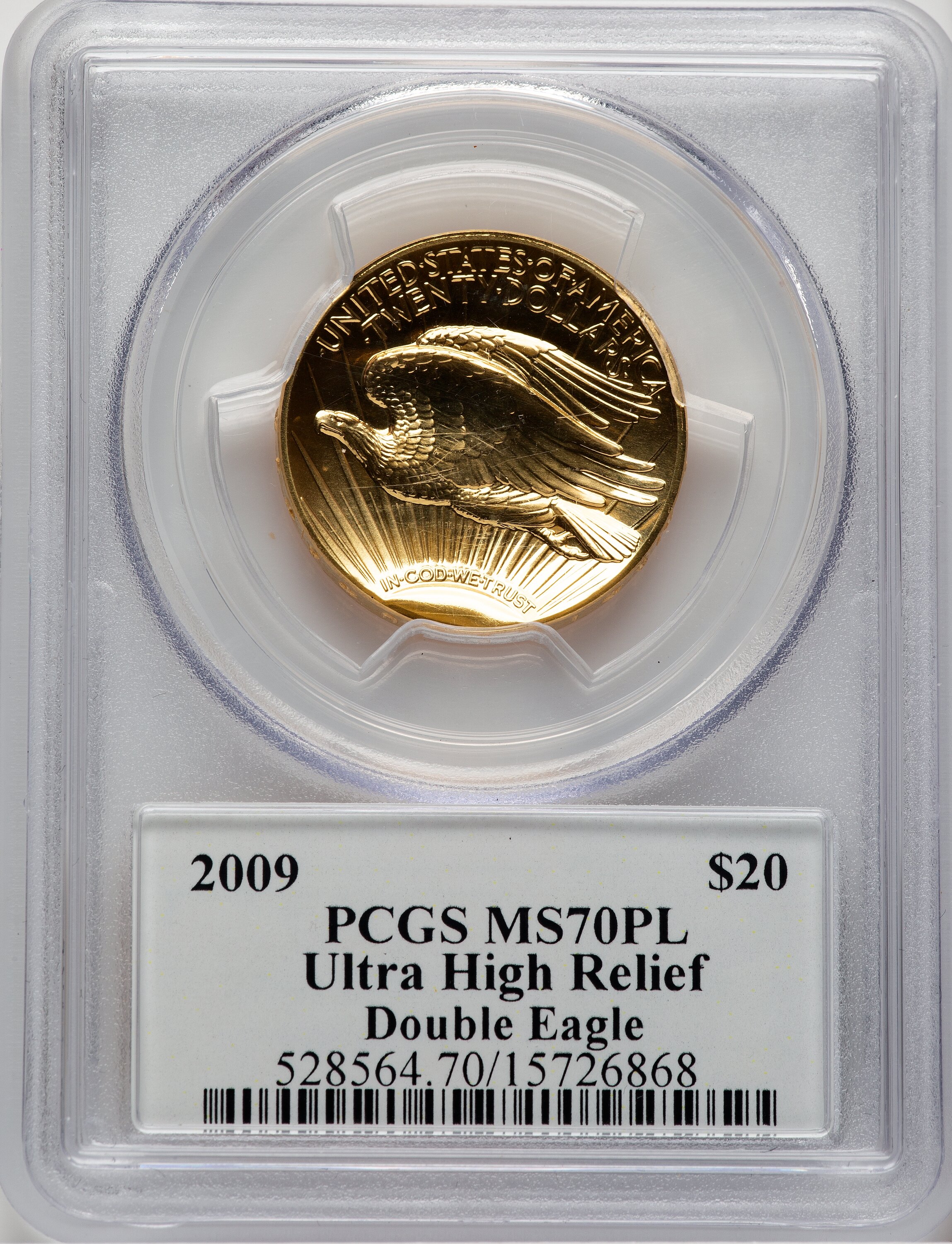 2009 G$20 Ultra High Relief PL Saint Gaudens Label PCGS MS70 - LCR