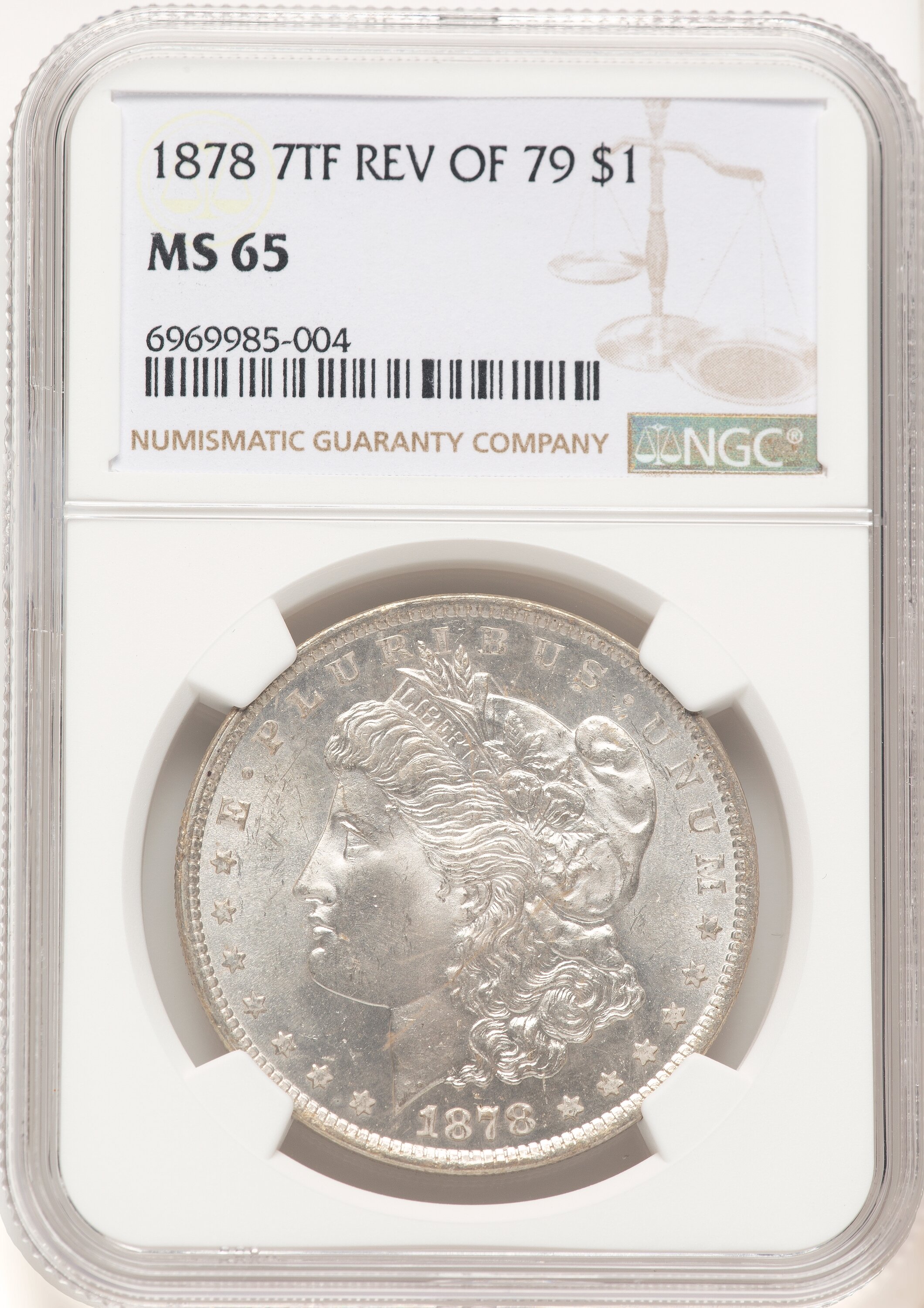 1878 7TF Reverse of 1879 Morgan Dollar NGC MS65 (780540007