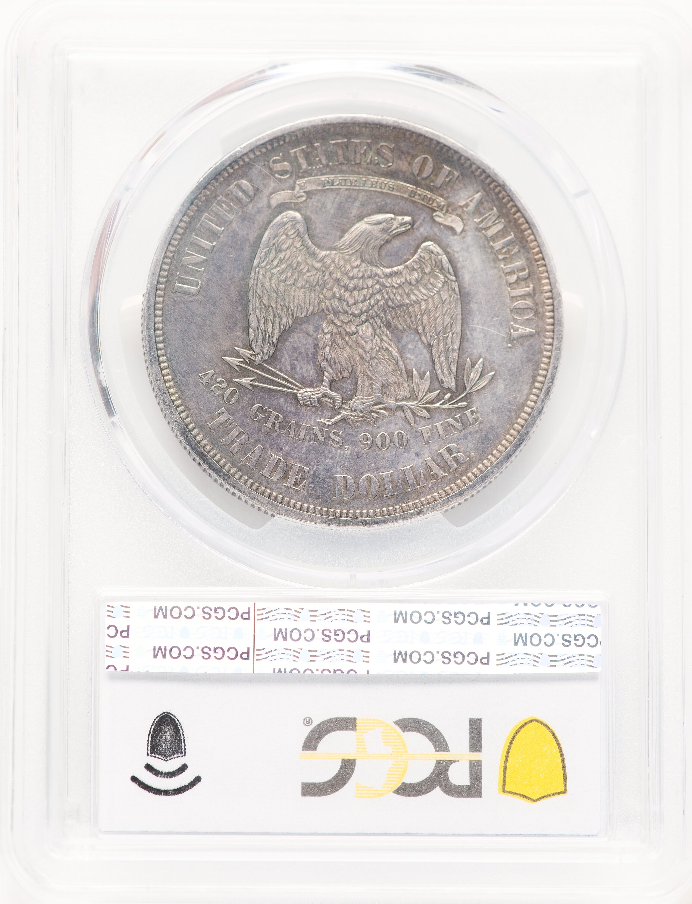 1874 T$1 No Period Blue Gradient Trade Dollar PCGS AU58 - LCR Coin