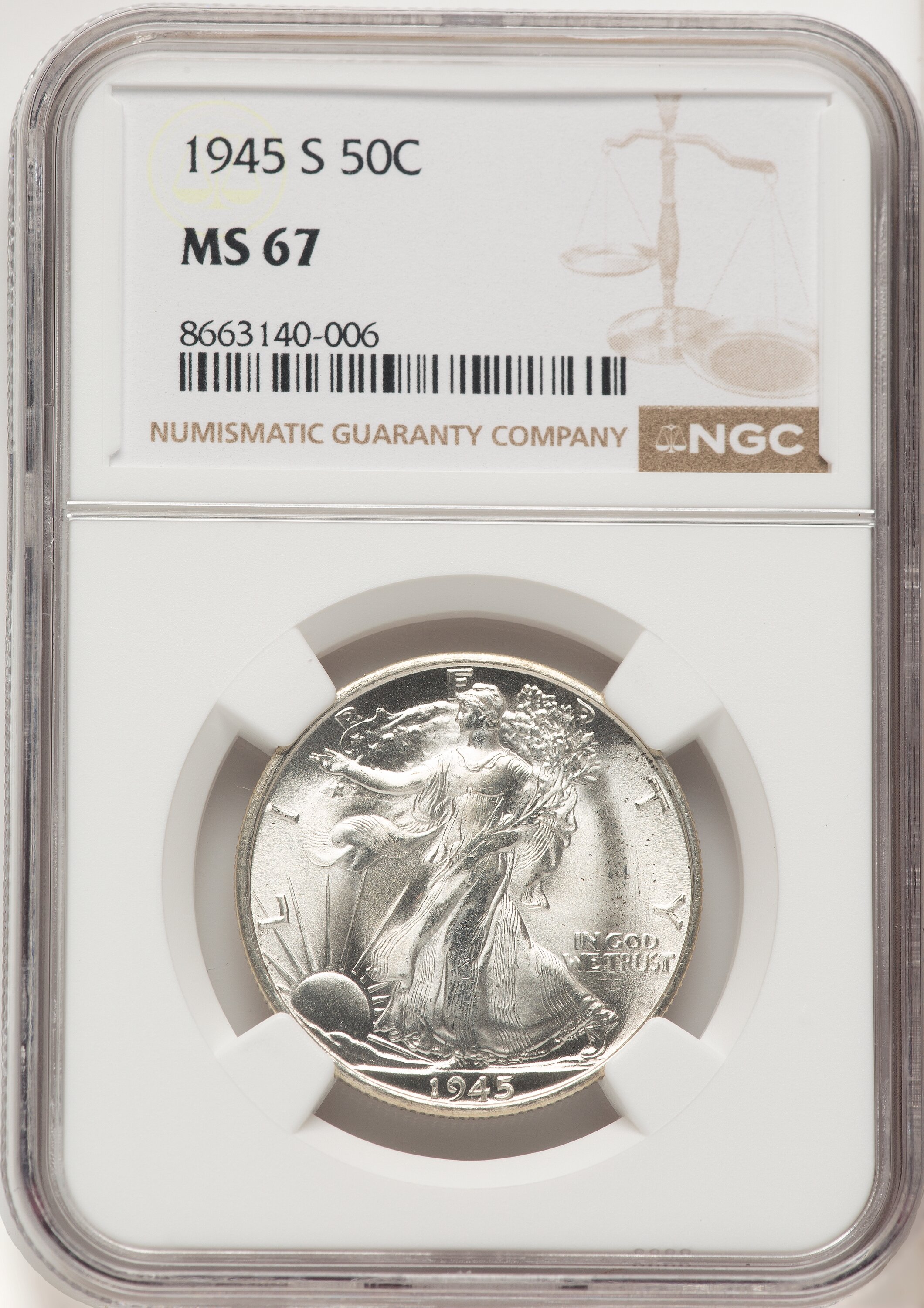 1945-S 50C Walking Liberty Half Dollar NGC MS67 (779460003) - LCR Coin