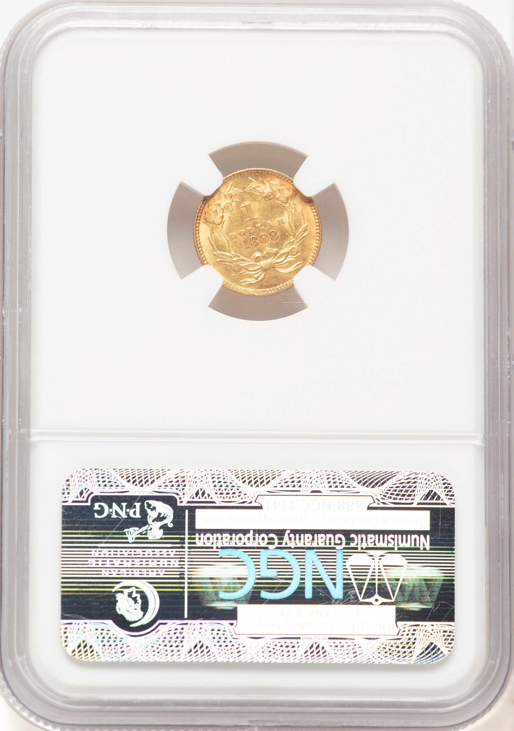 1888 G$1 Brown Label Gold Dollar NGC MS62 - LCR Coin