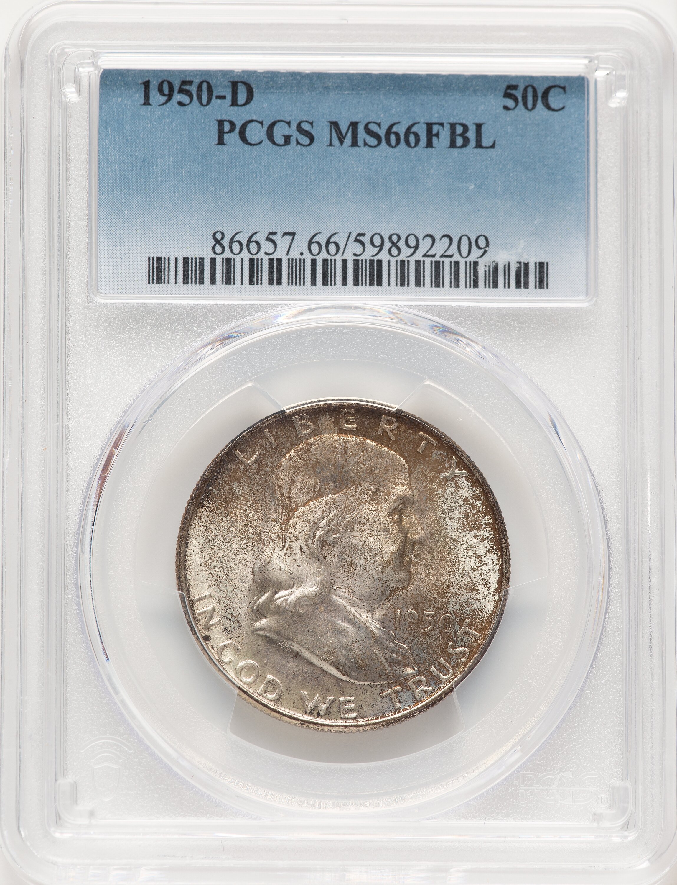 1950-D 50C FL Franklin Half Dollar PCGS MS66 - LCR Coin