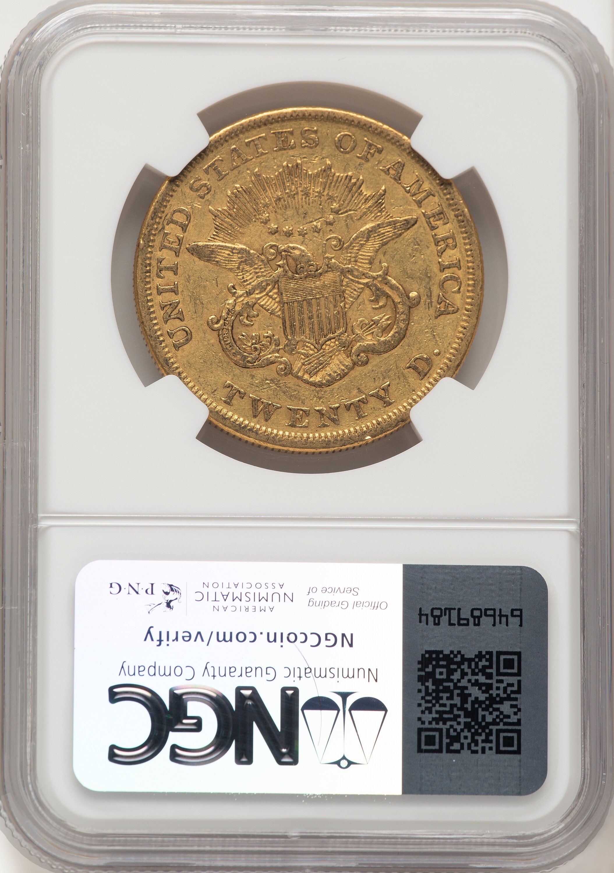 1854 $20 Small Date Liberty Double Eagle NGC XF45 - LCR Coin