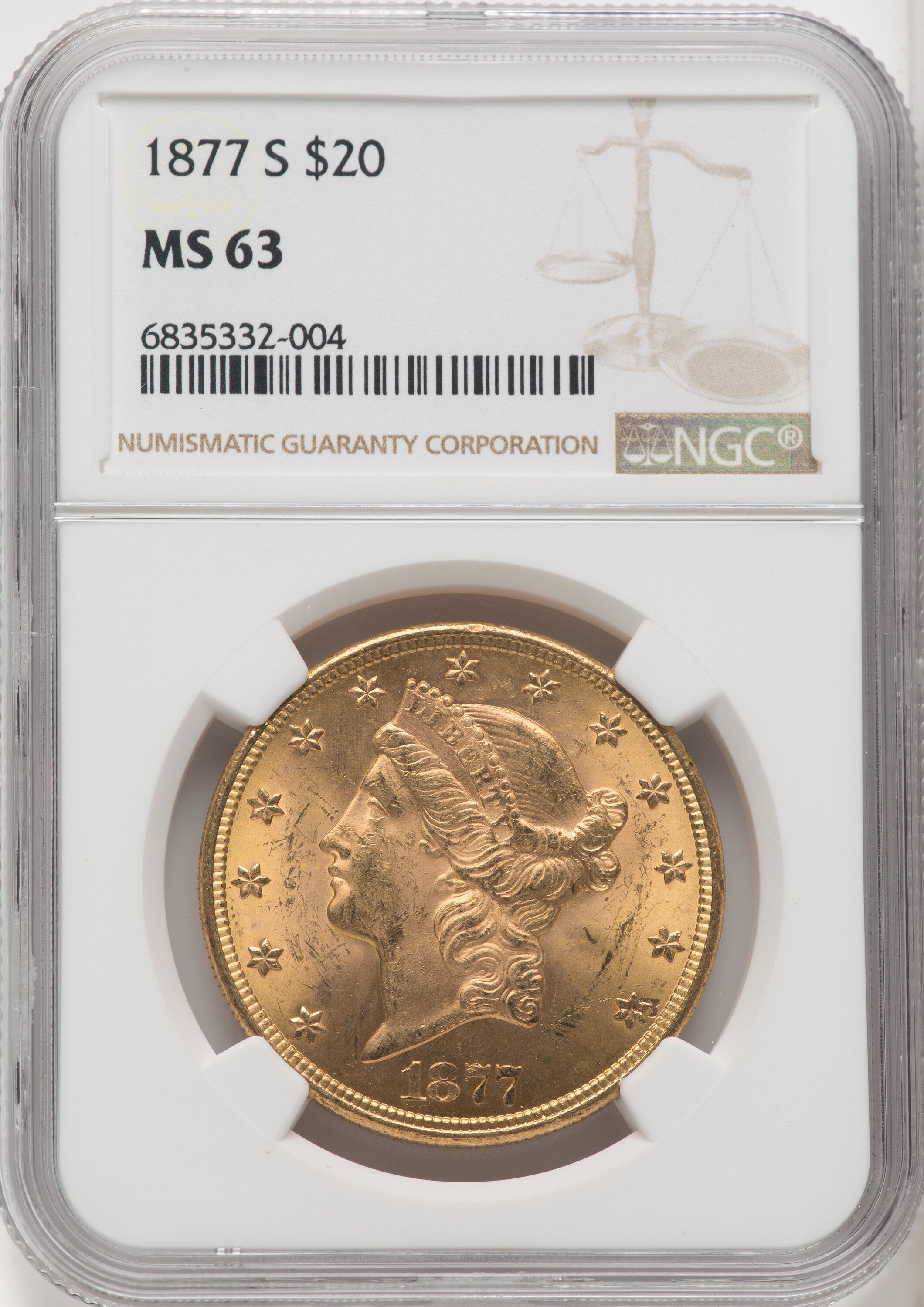 1877-S $20 Liberty Double Eagle NGC MS63 (518529038) - LCR Coin