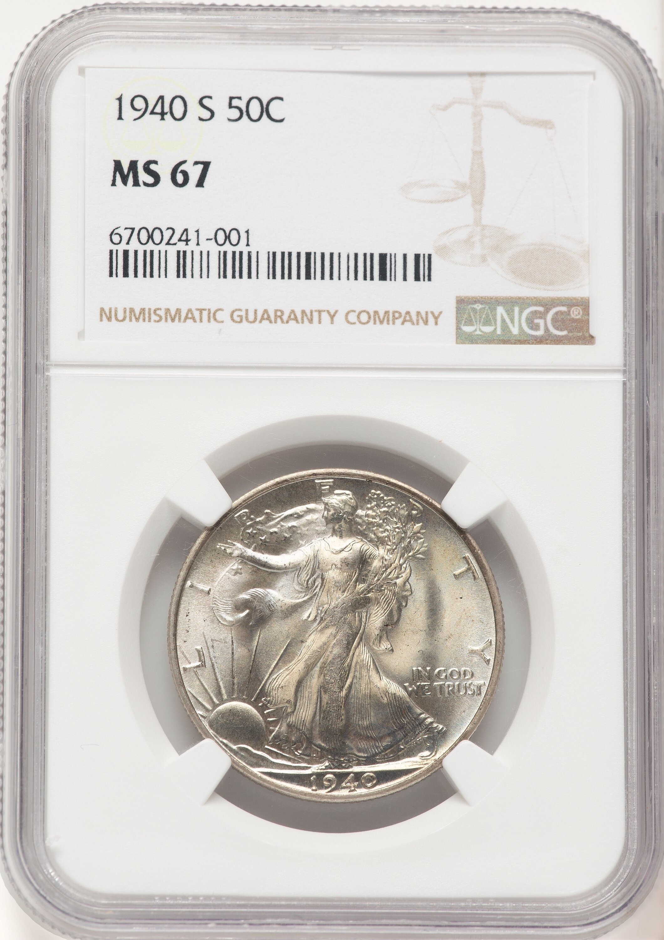 1940-S 50C Walking Liberty Half Dollar NGC MS67 (780394015) - LCR Coin