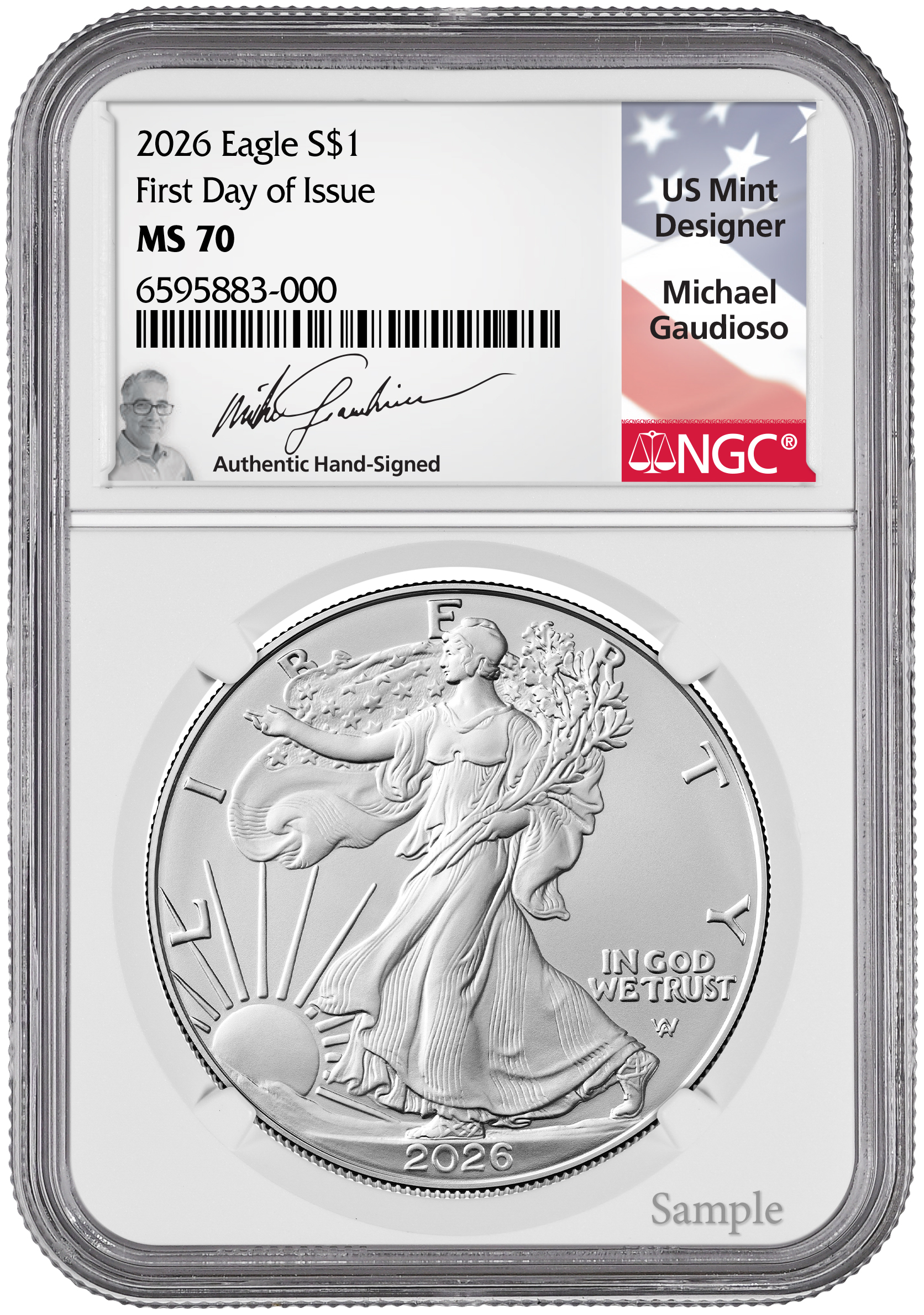 2026 American Silver Eagle FDOI NGC MS70 Gaudioso | LCR Coin