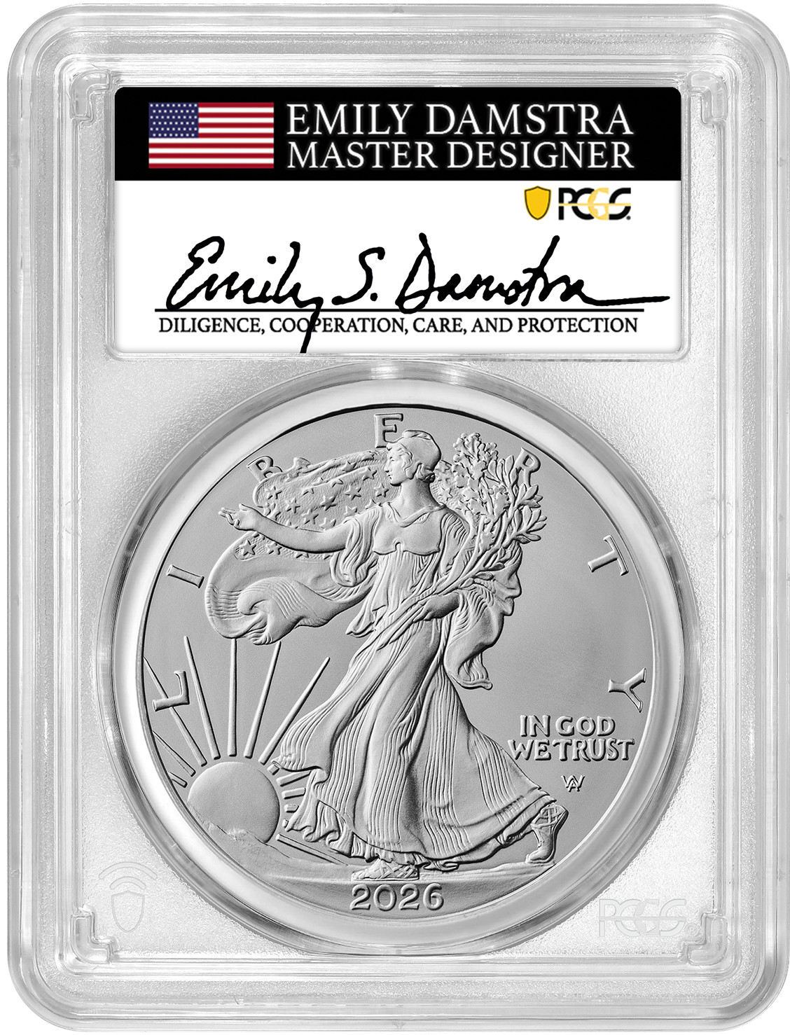 2026 American Silver Eagle FDI PCGS MS70 Damstra | LCR Coin