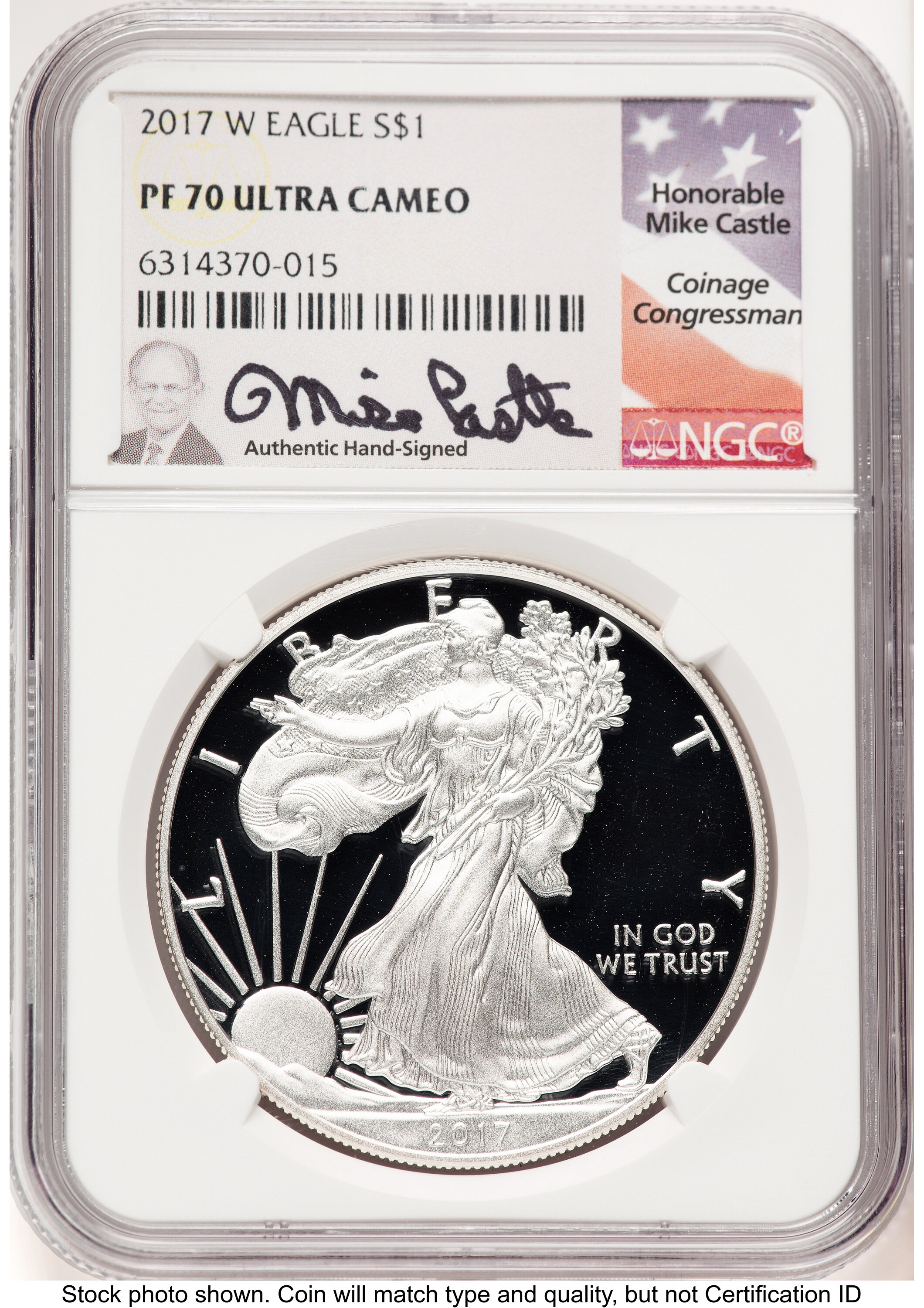 2017-W Proof Silver Eagle 1 oz Mike Castle NGC PF70 - LCR Coin