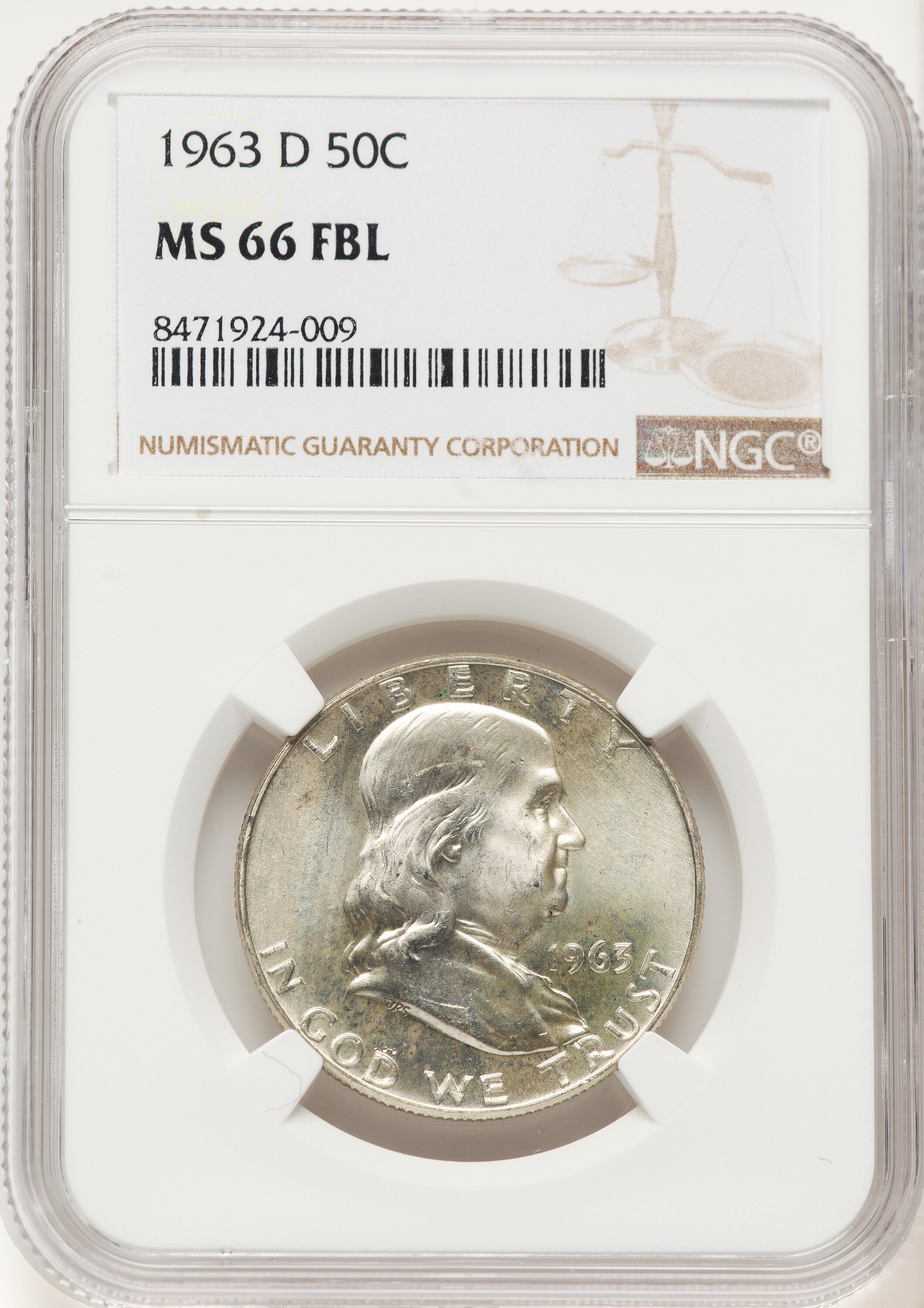 1963-D 50C FL Franklin Half Dollar NGC MS66 - LCR Coin