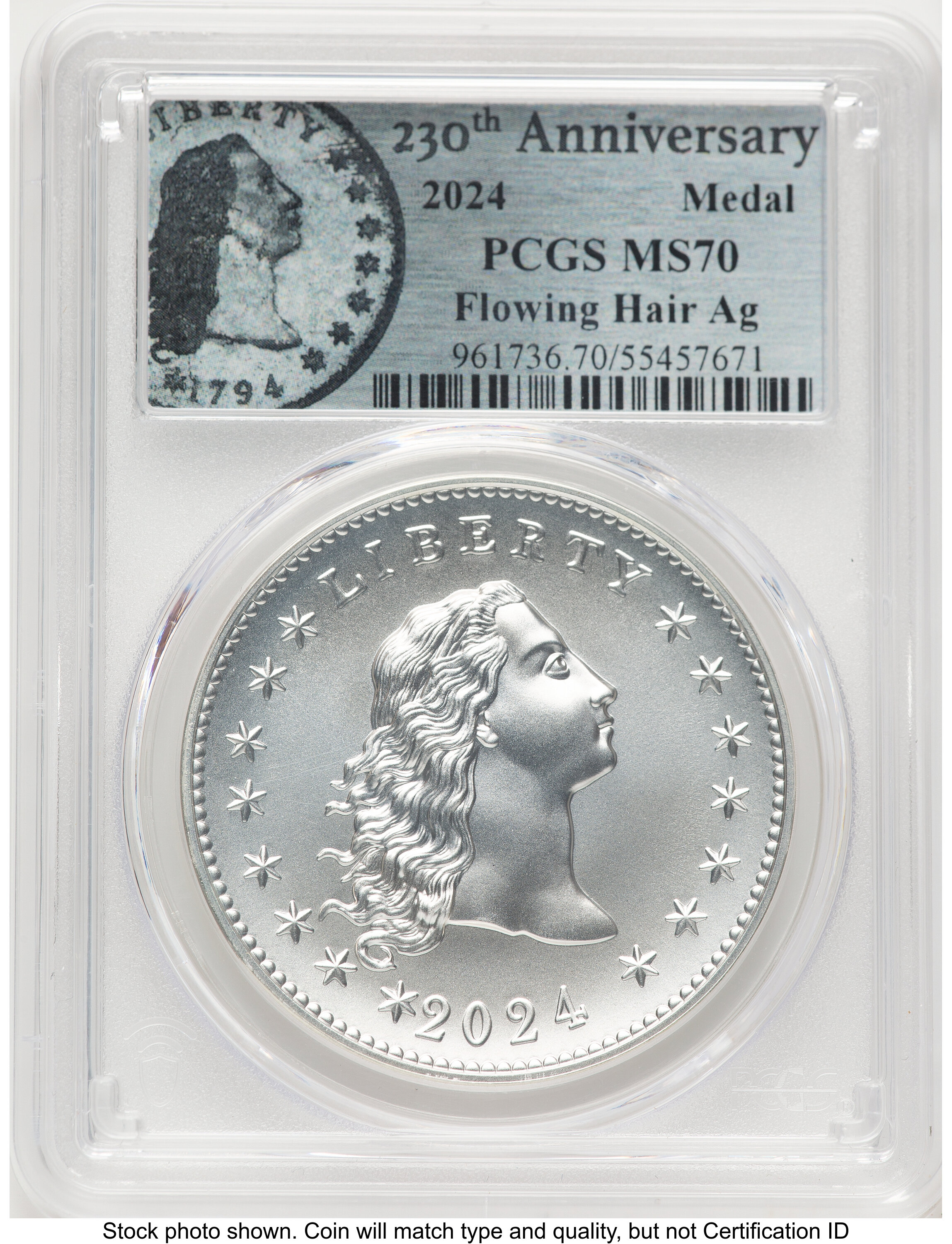 2024-(P) Silver 230th Anniversary Flowing Hair Medal Flowing Hair