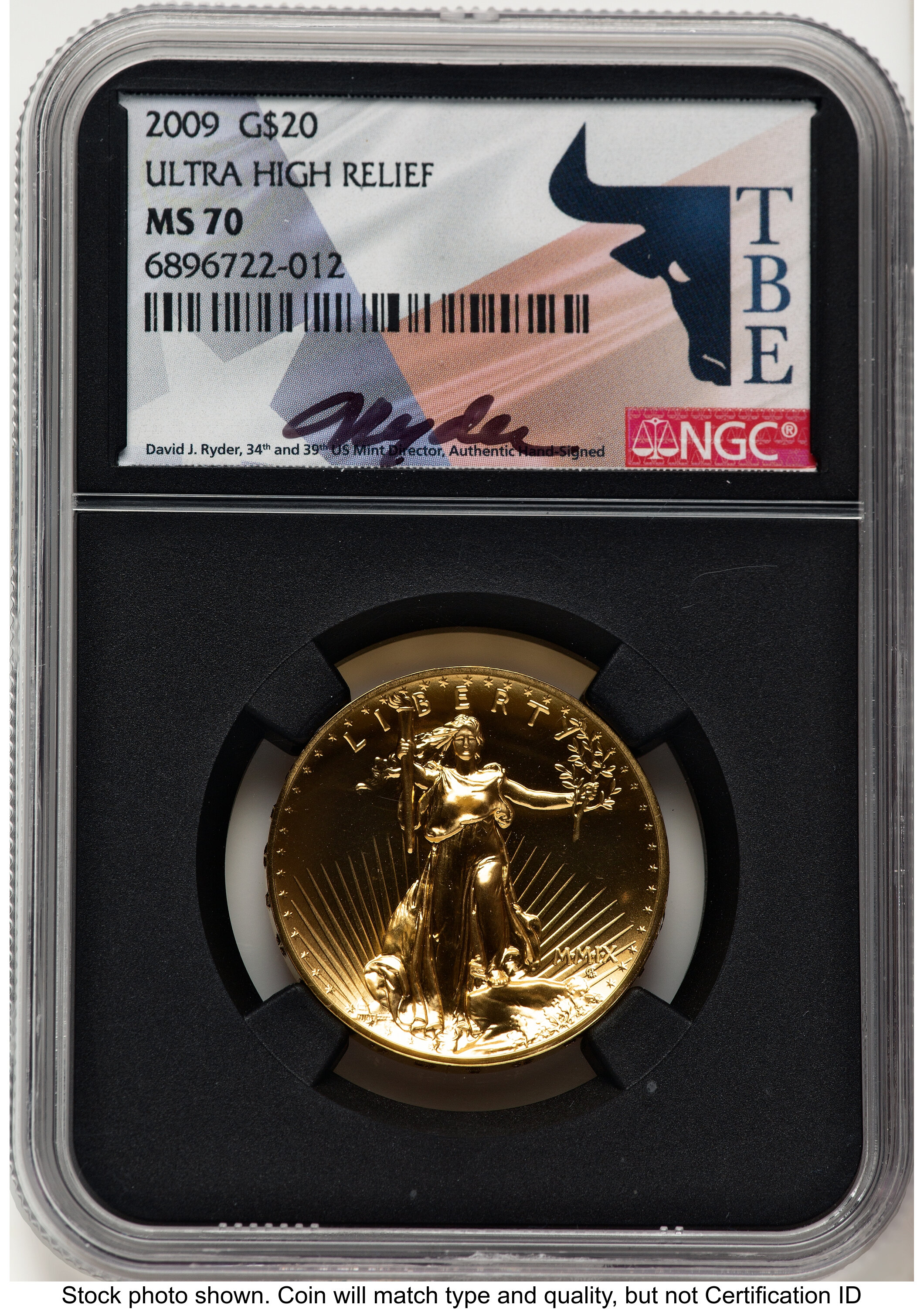 2009 G$20 Ultra High Relief David J Ryder TBE Label NGC MS70 - LCR