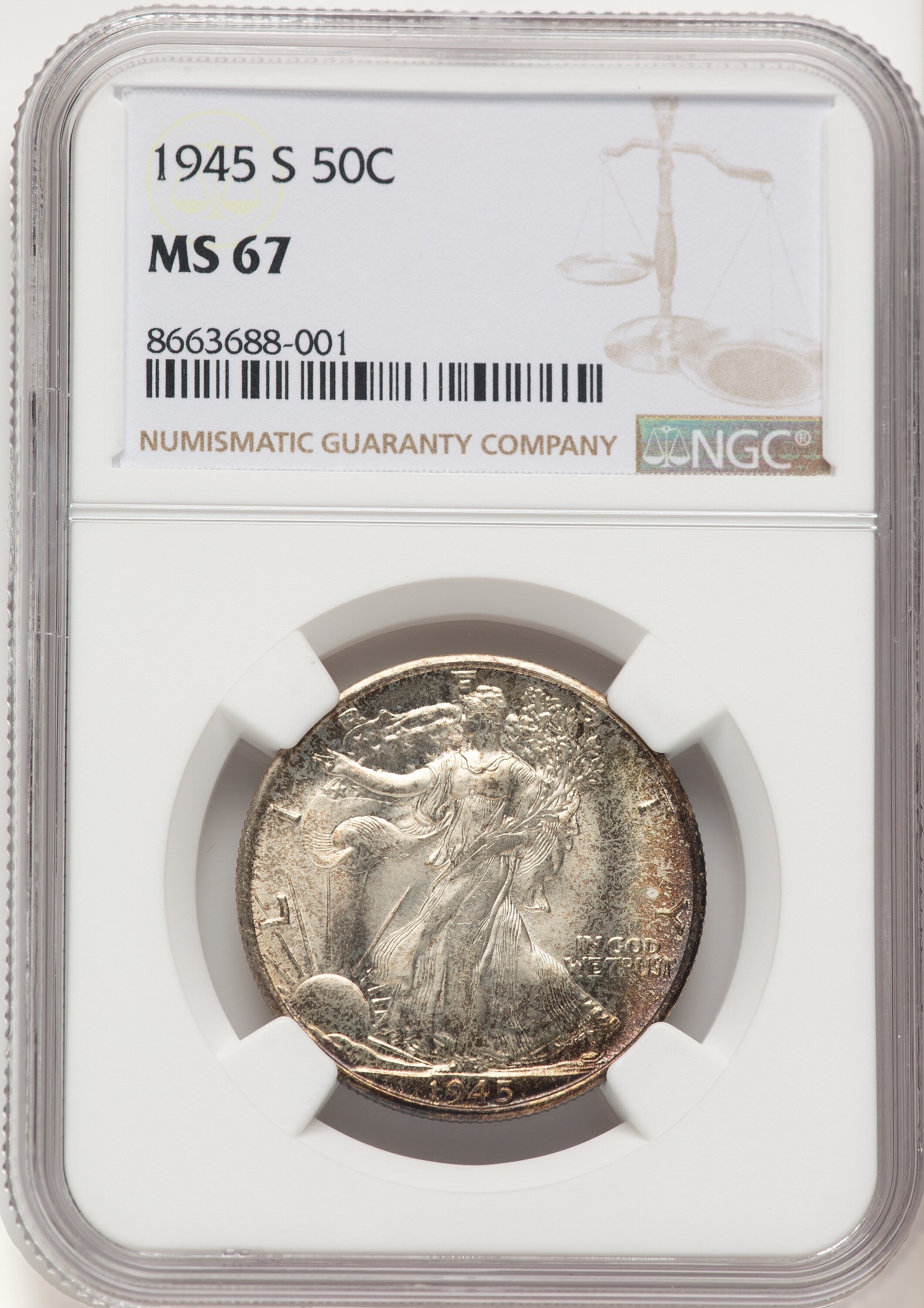 1945-S 50C Walking Liberty Half Dollar NGC MS67 - LCR Coin